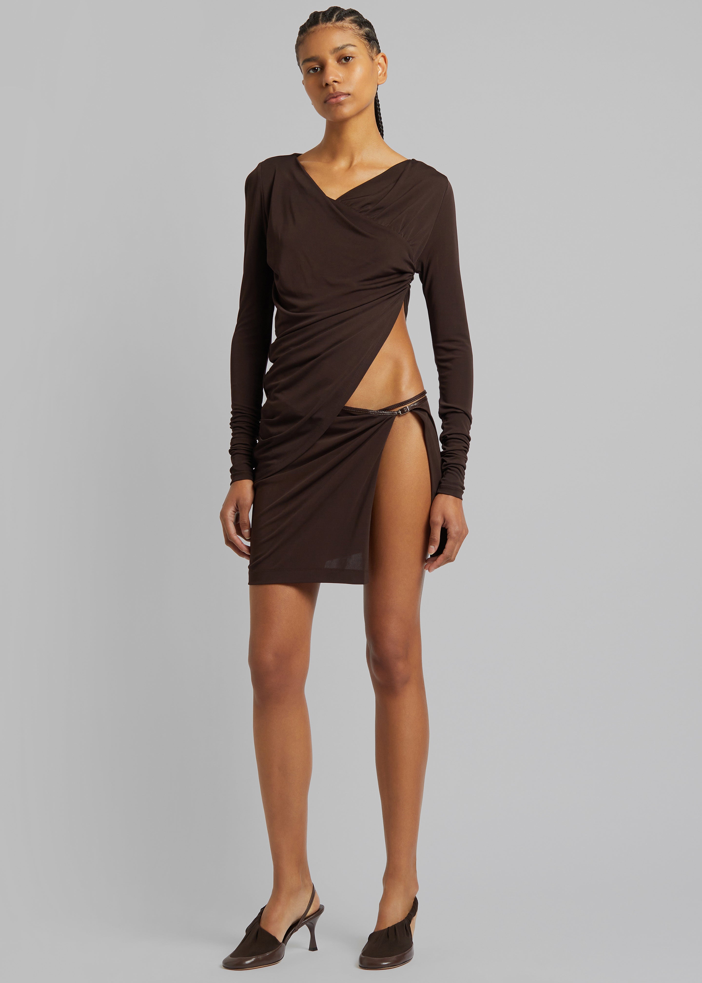 Christopher Esber Framed Buckle Micro Skirt - Cacao - 2