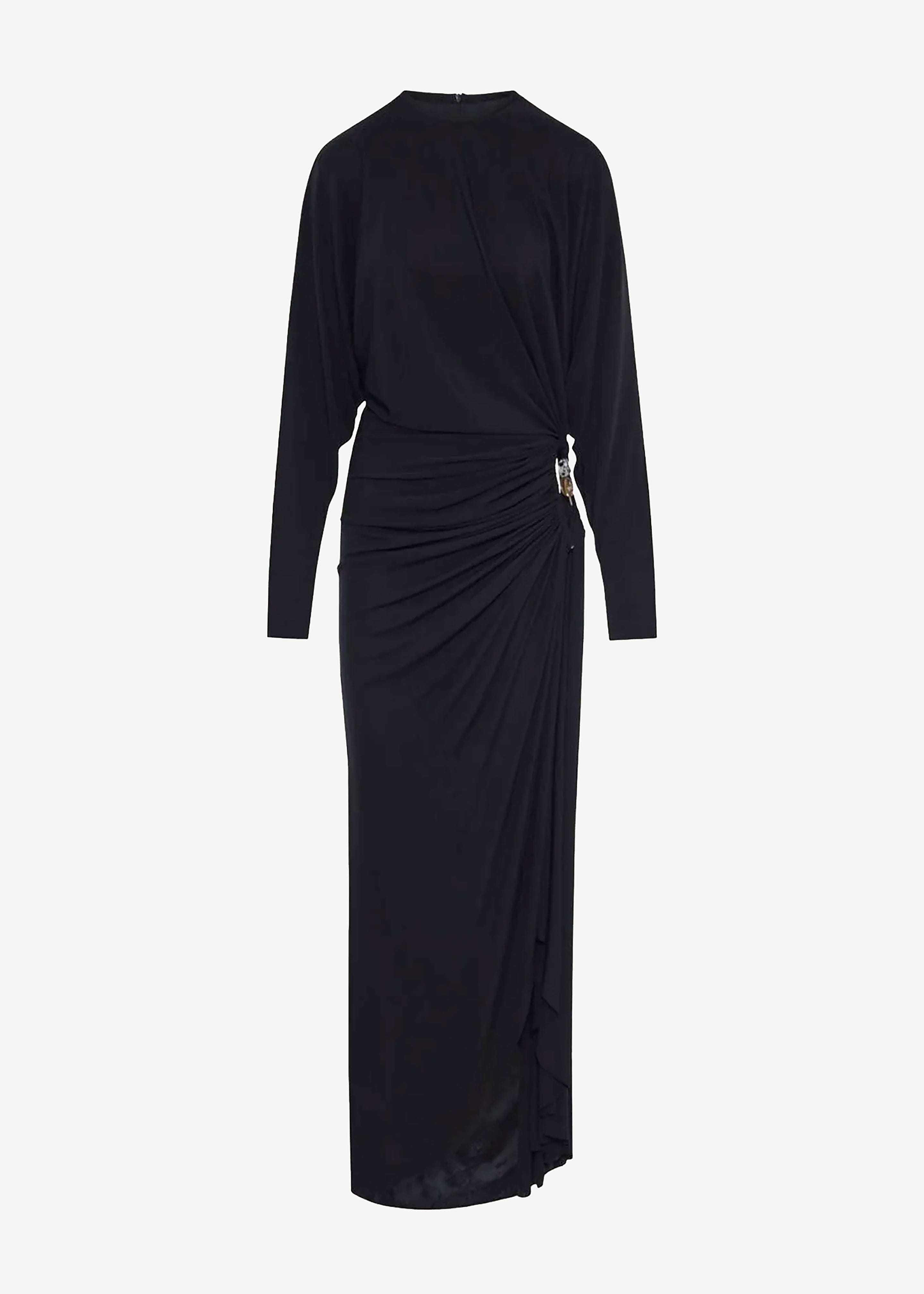 Christopher Esber Helix Crystal Stone Long Sleeve Dress - Black - 7