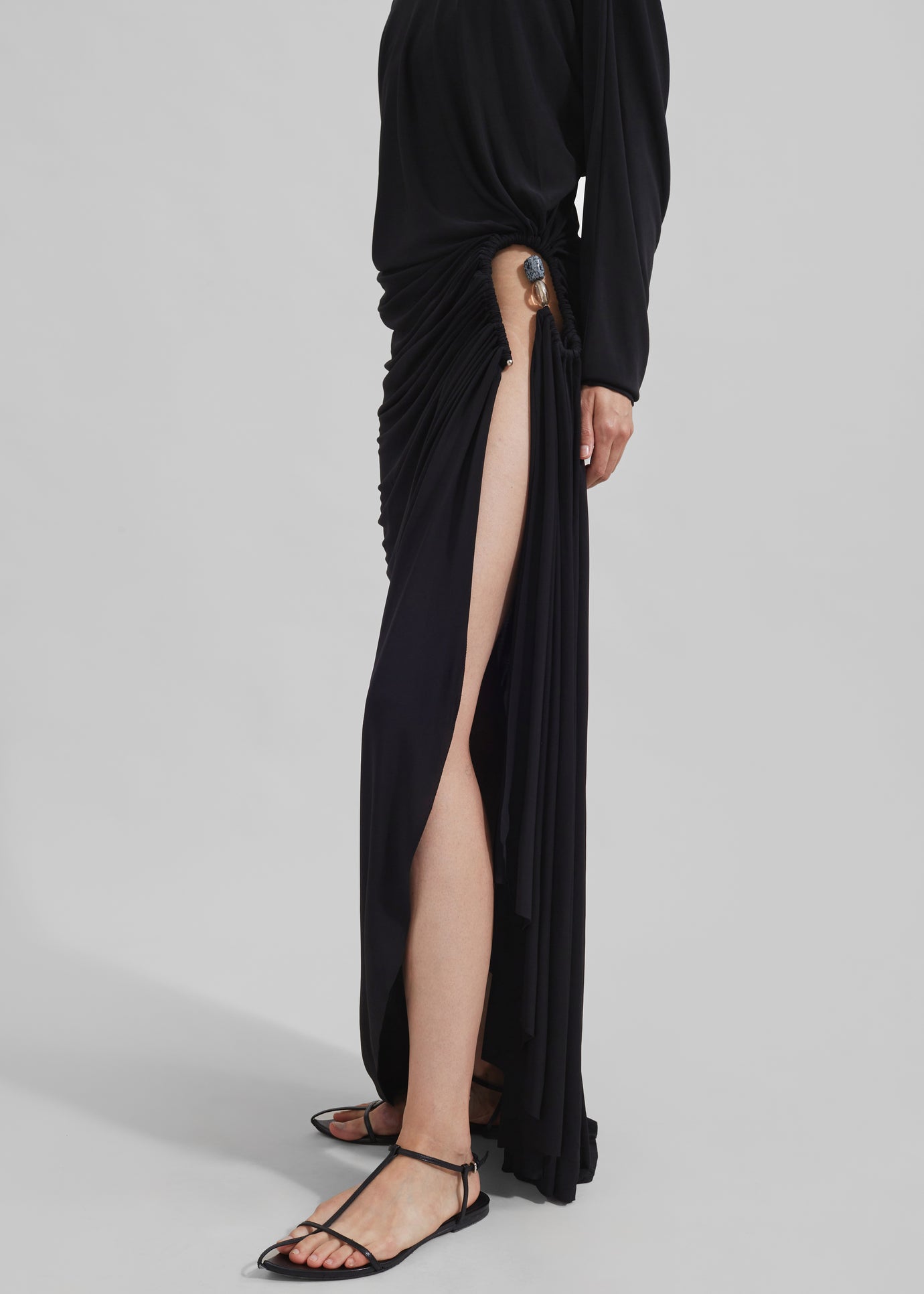 Christopher Esber Helix Crystal Stone Long Sleeve Dress - Black