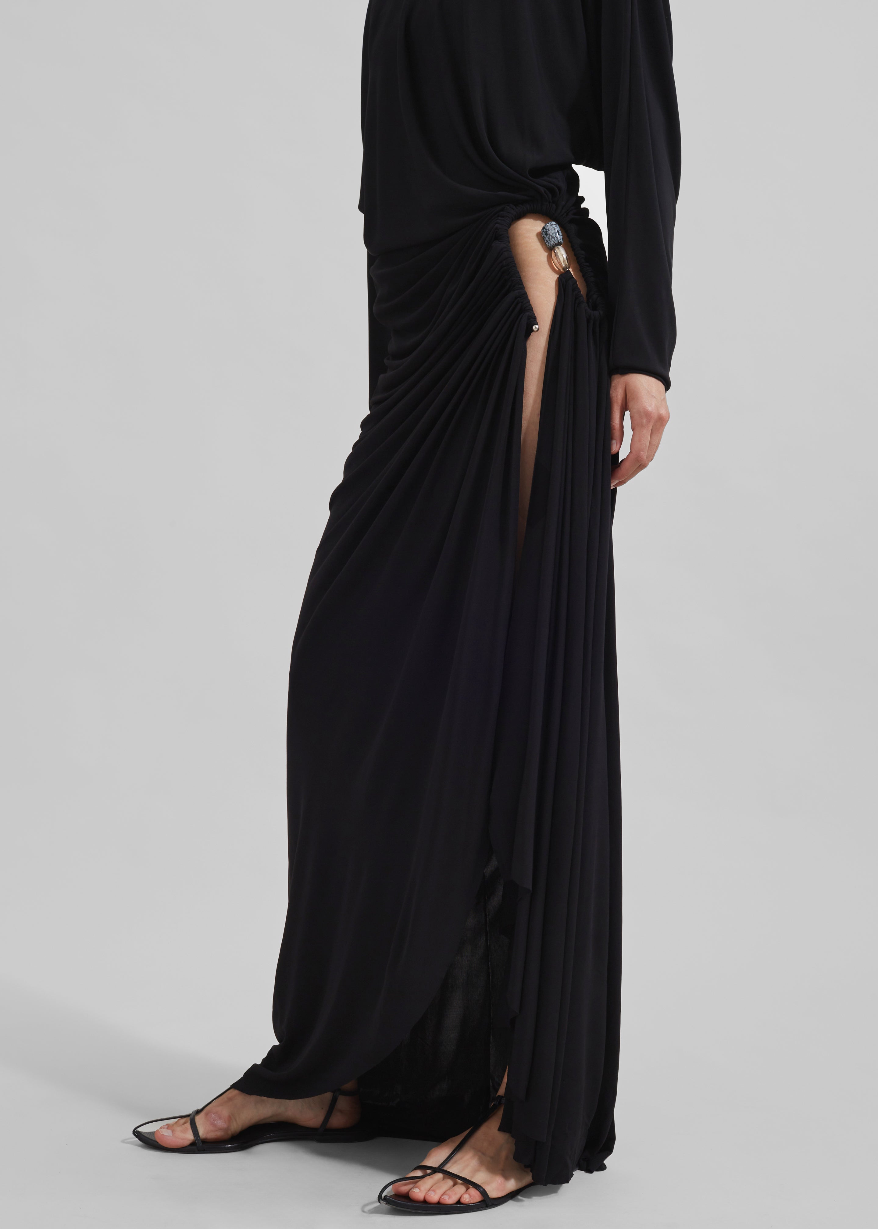 Christopher Esber Helix Crystal Stone Long Sleeve Dress - Black - 5