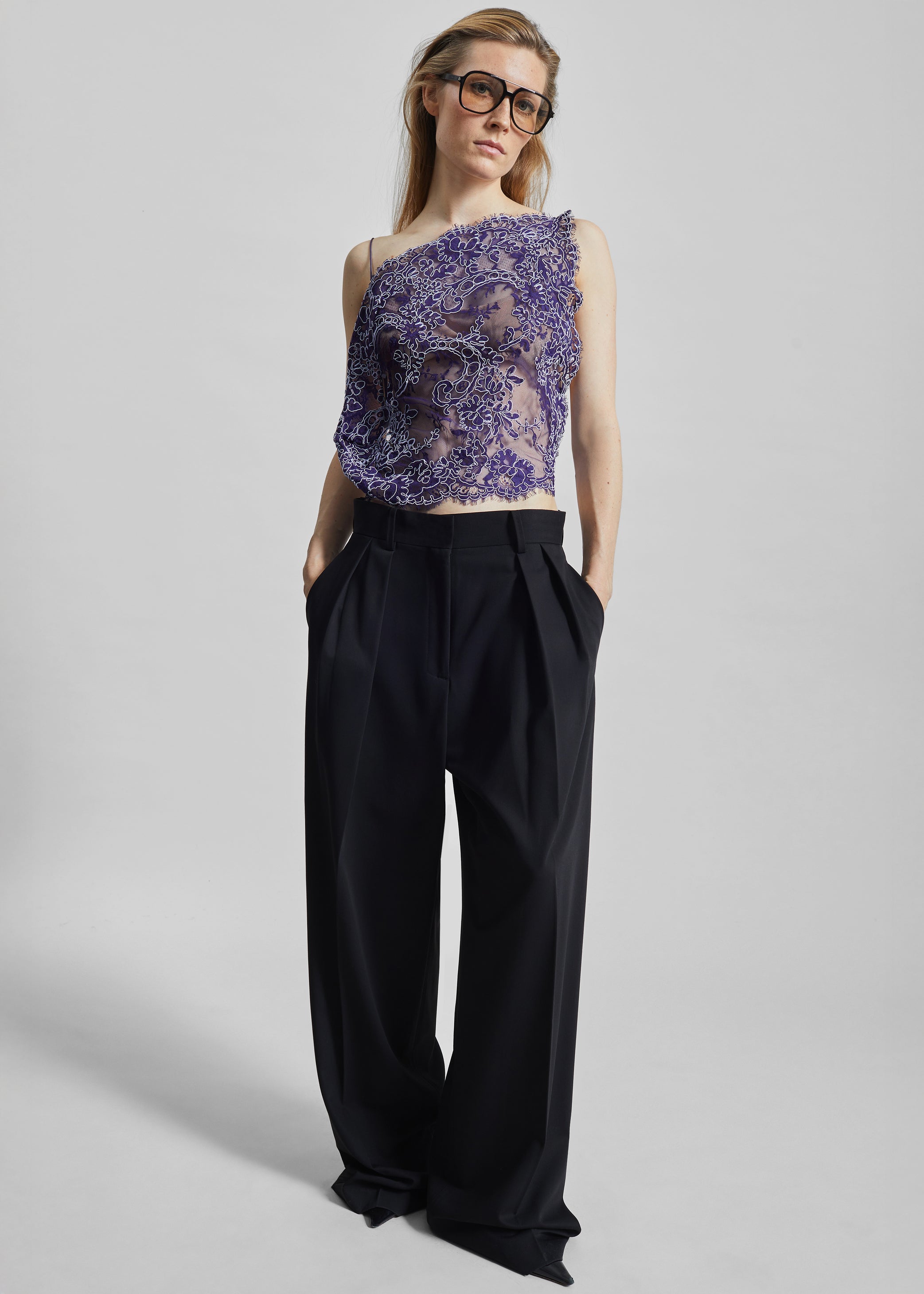 Shop the look image for Christopher Esber Iris Floating Lace Cami - Dark Viola
