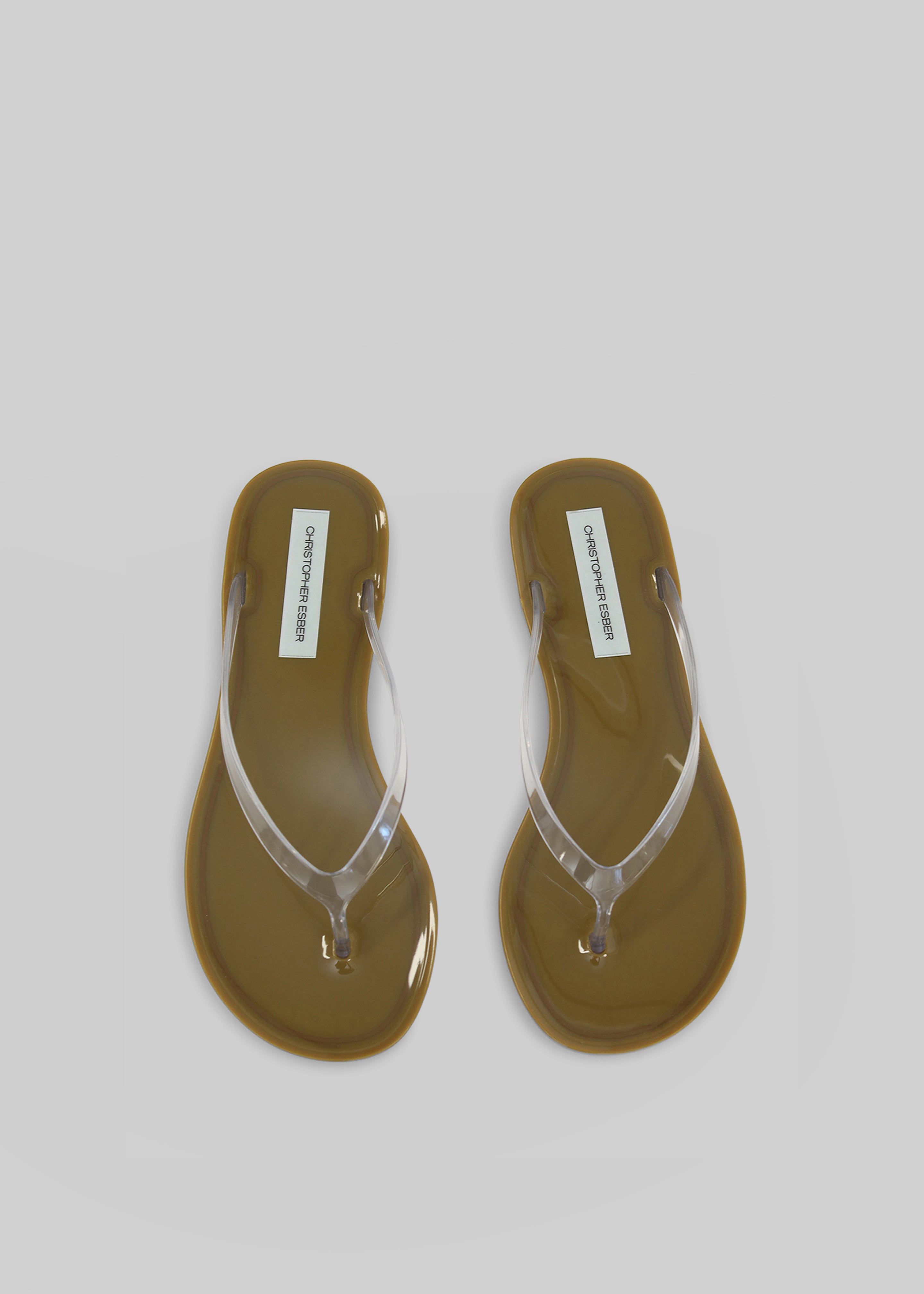 Christopher Esber Jo Flip Flops - Khaki/Clear - 3