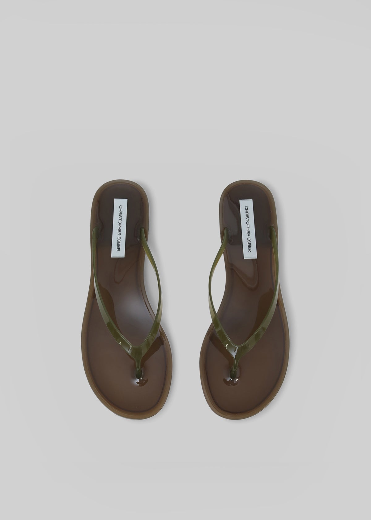 Christopher Esber Jo Flip Flops - Moss/Sepia