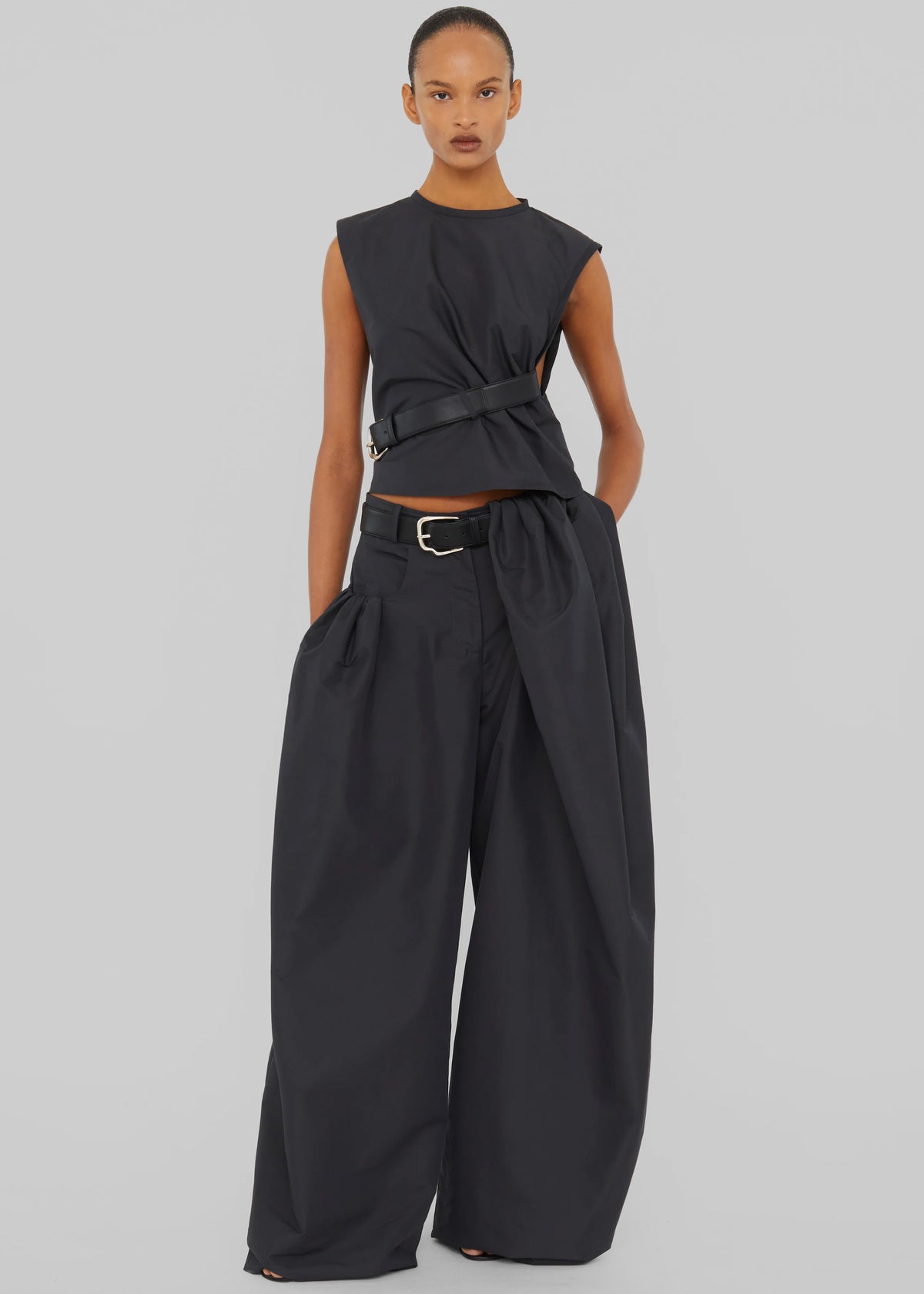 Christopher Esber Locus Belted Tafetta Tank - Carbon - 4