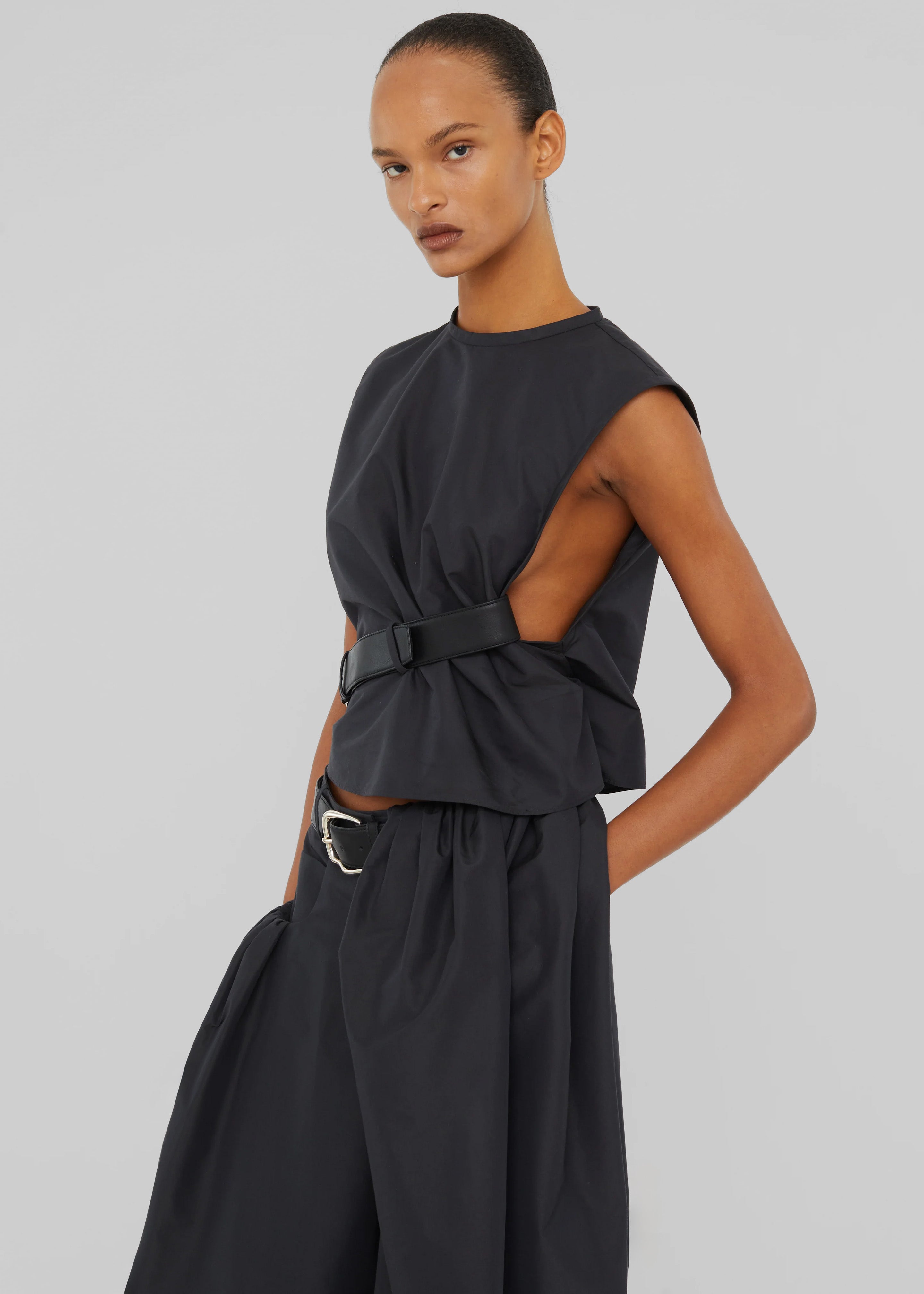 Christopher Esber Locus Belted Tafetta Tank - Carbon - 3