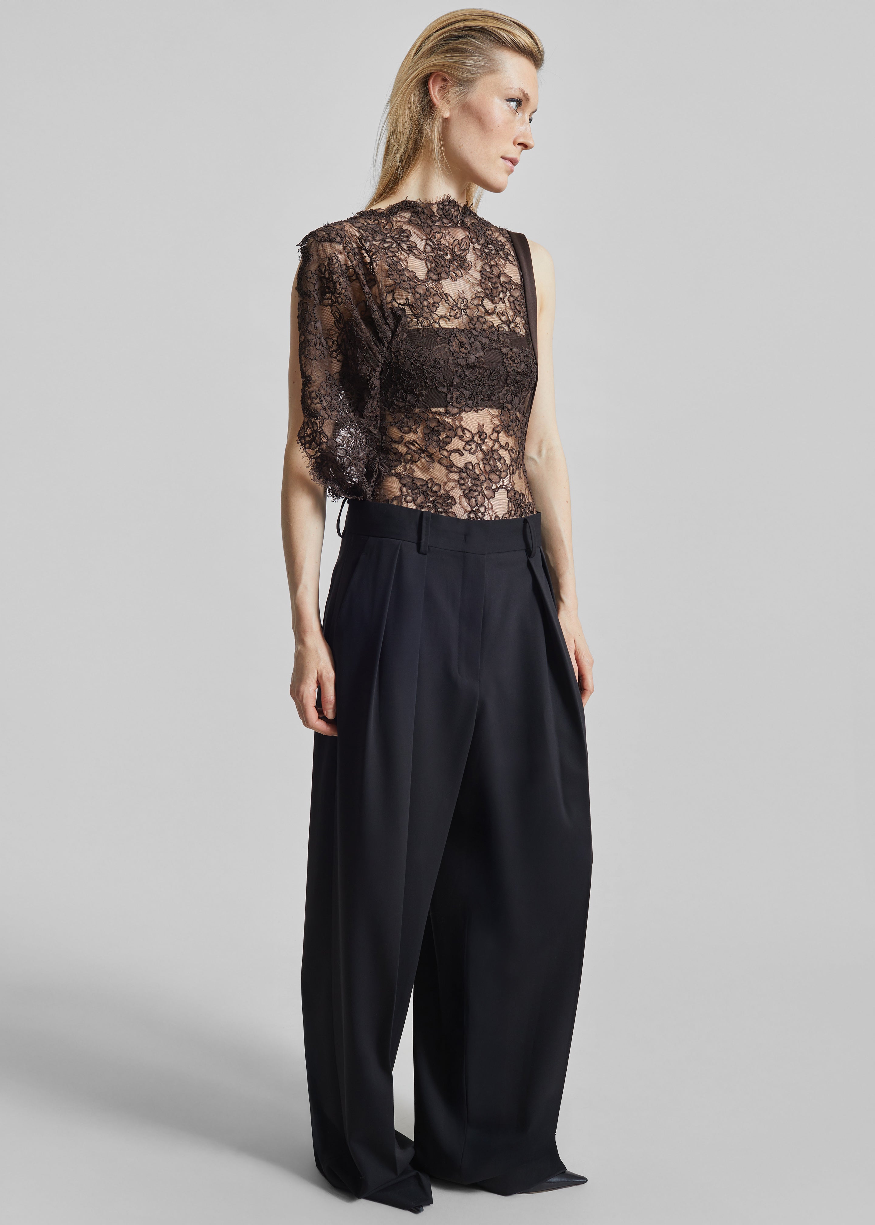 Christopher Esber Mahara Floating Lace Bodysuit - Umber - 4