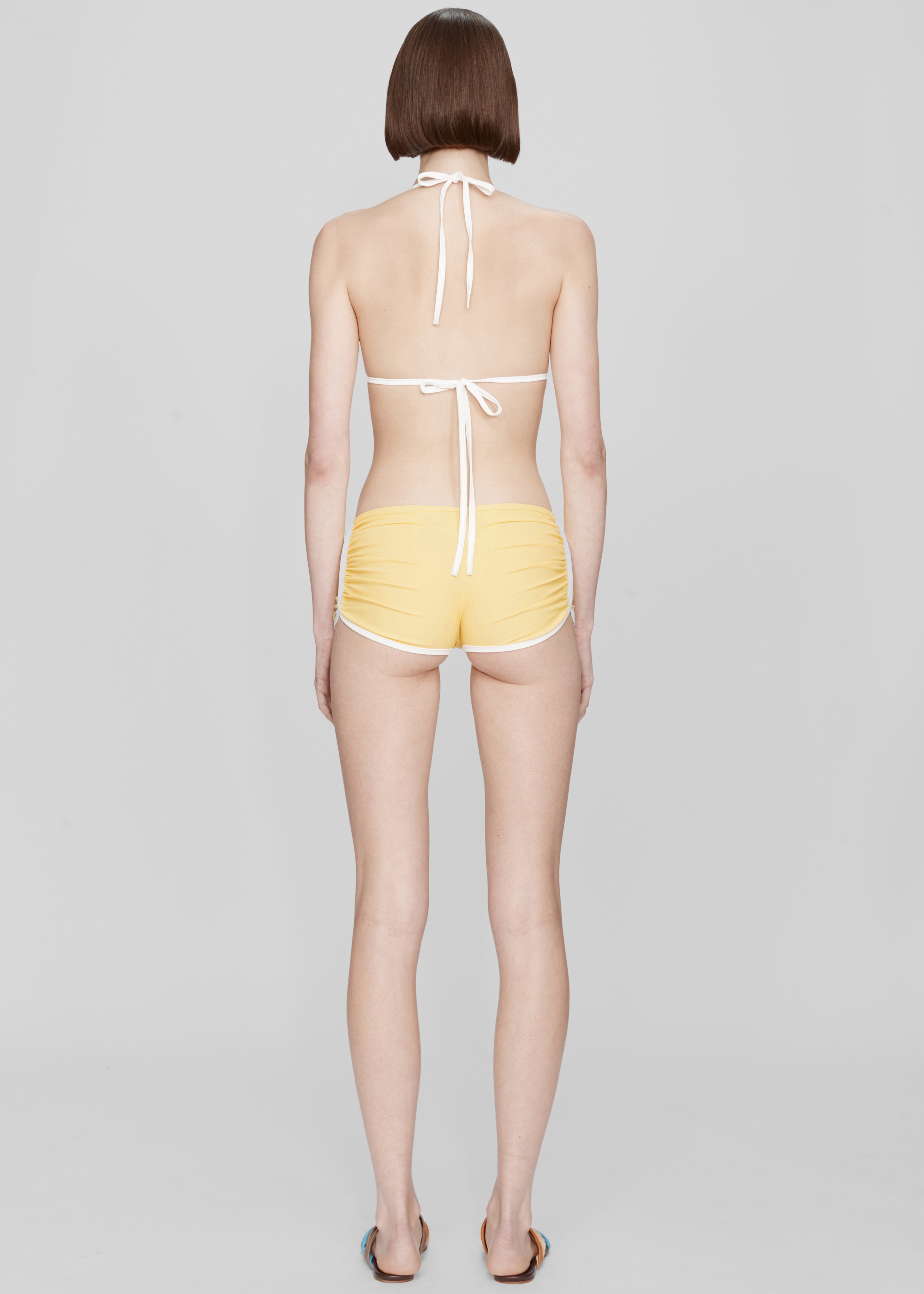 Christopher Esber Oasis Ruched Swim Boyshort - Zest/White - 6