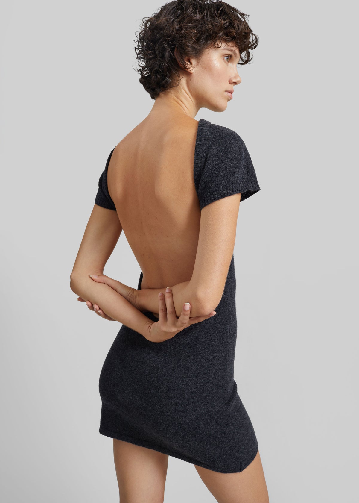 Christopher Esber Rae Cashmere Mini Dress - Charcoal