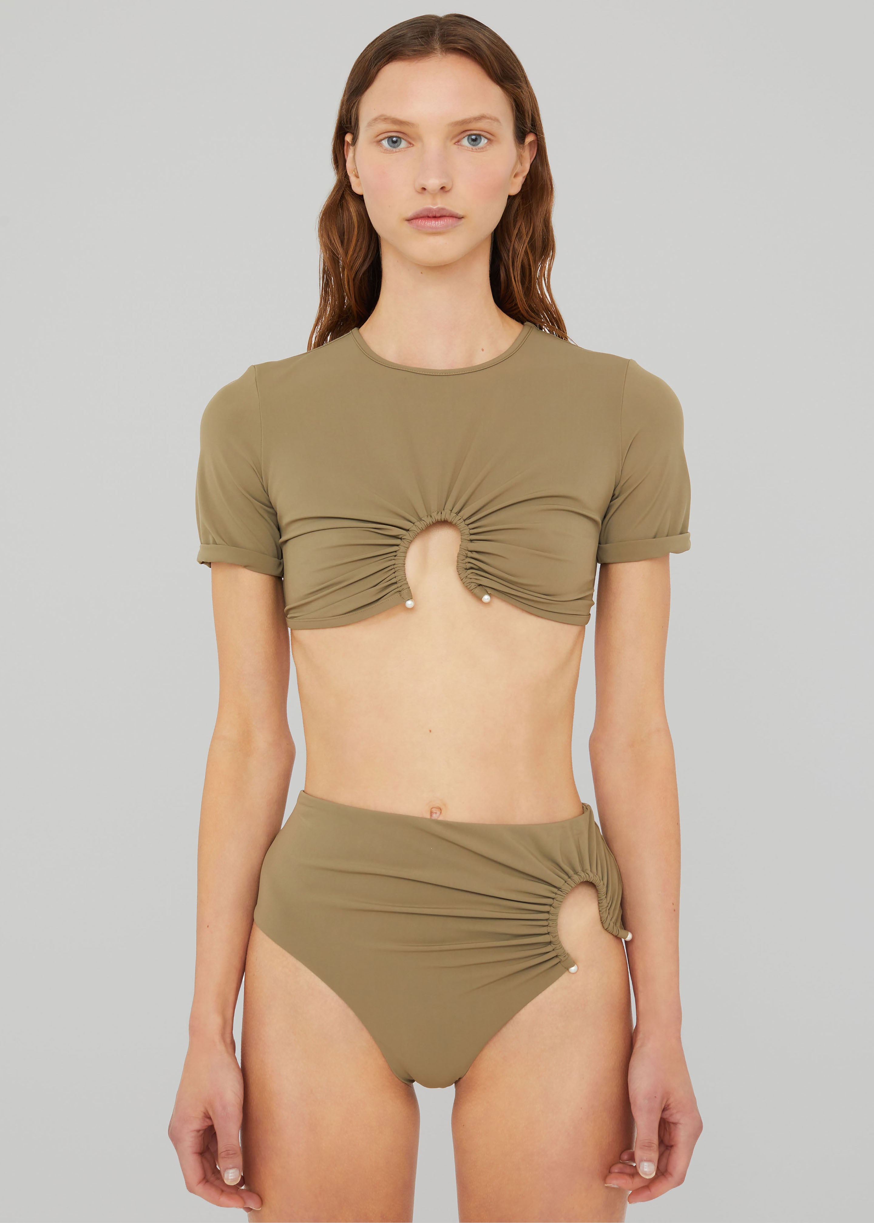 Christopher Esber Ruched Crescent High Briefs - Eucalypt - 5