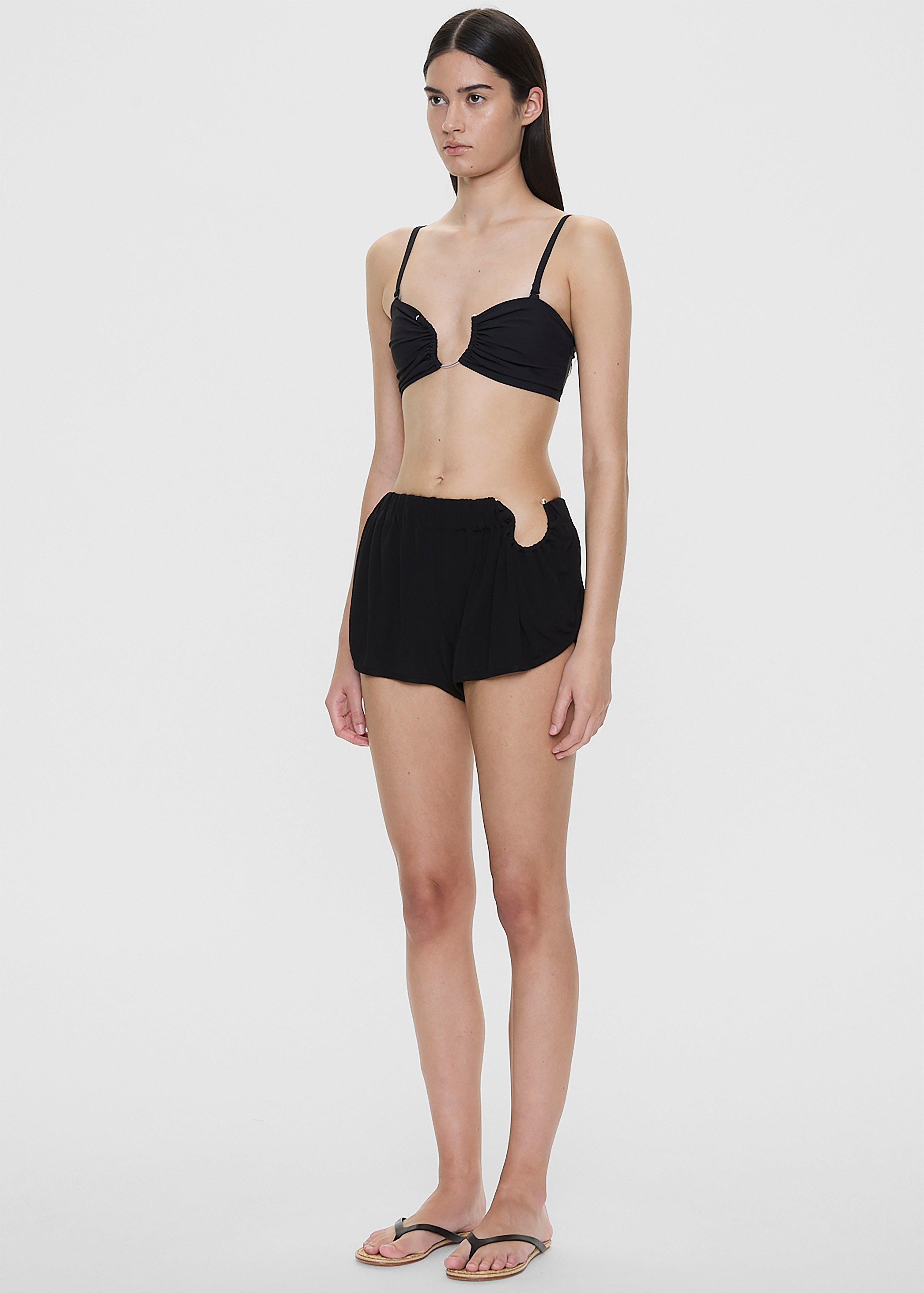 Christopher Esber Ruched Crescent Jersey Boxer Short - Black - 3