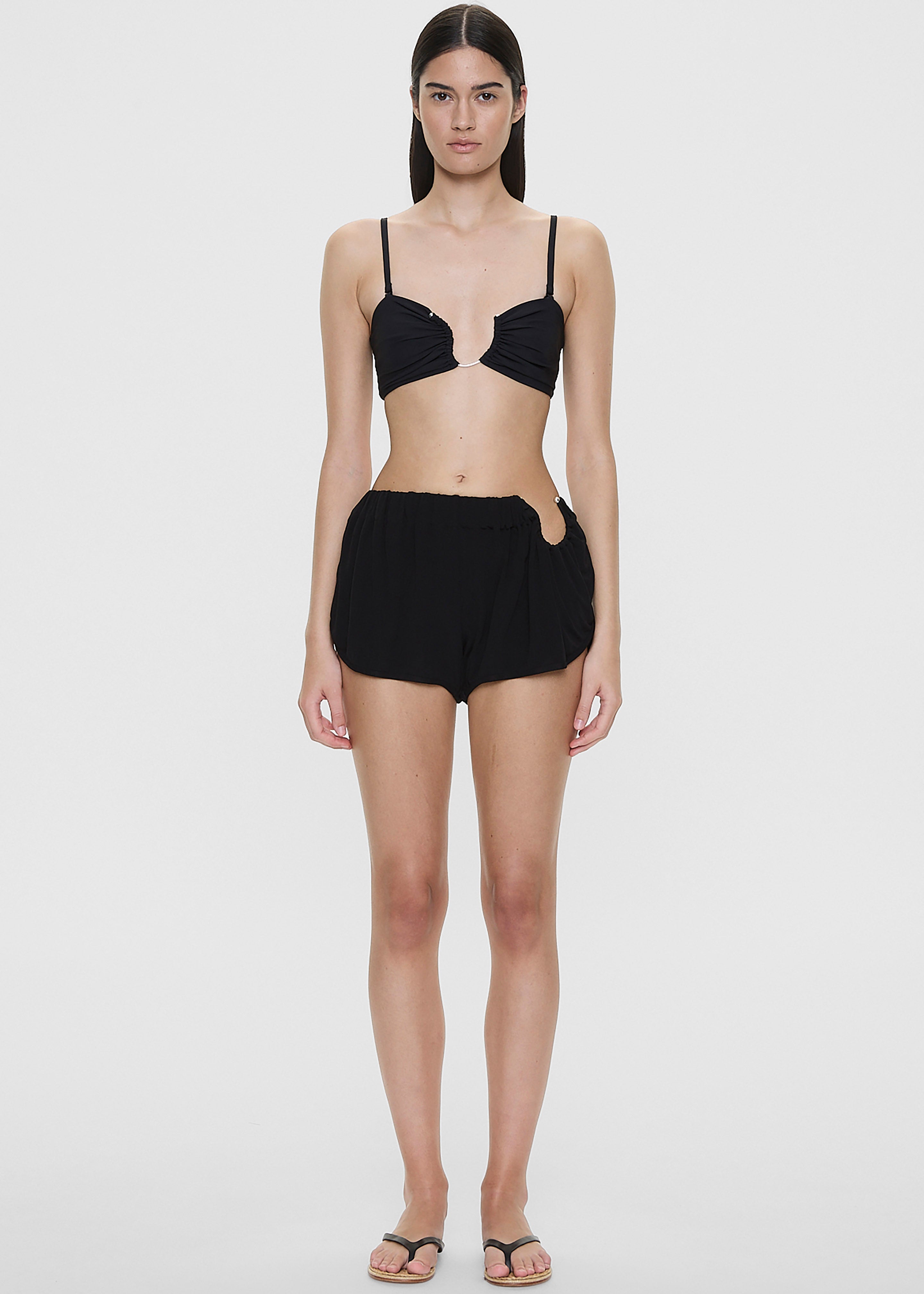 Christopher Esber Ruched Crescent Jersey Boxer Short - Black - 4