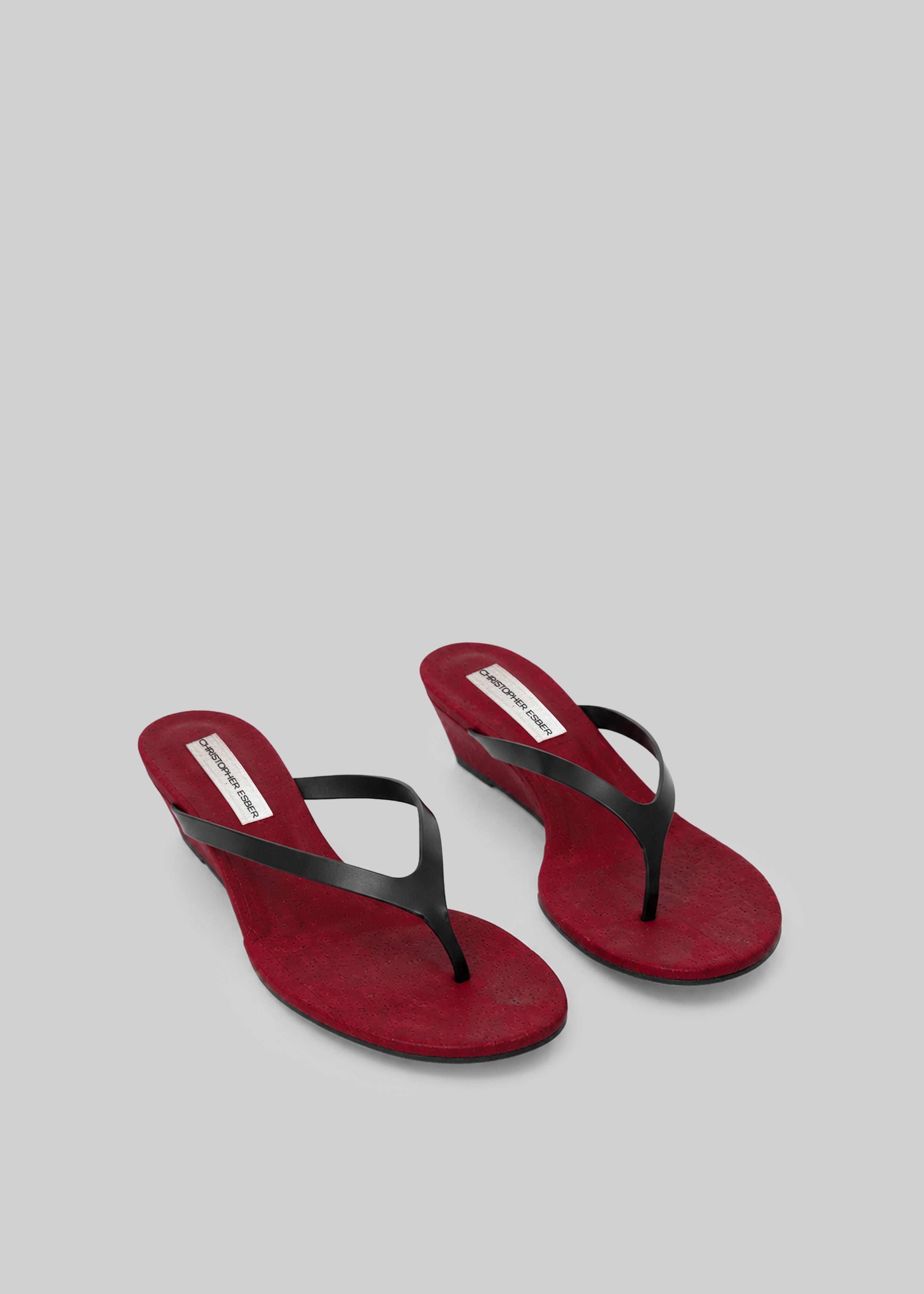 Christopher Esber Scala Cork Wedges - Flame/Black - 3