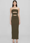 Christopher Esber Slashed Knit Sunray Strapless Dress - Kombu