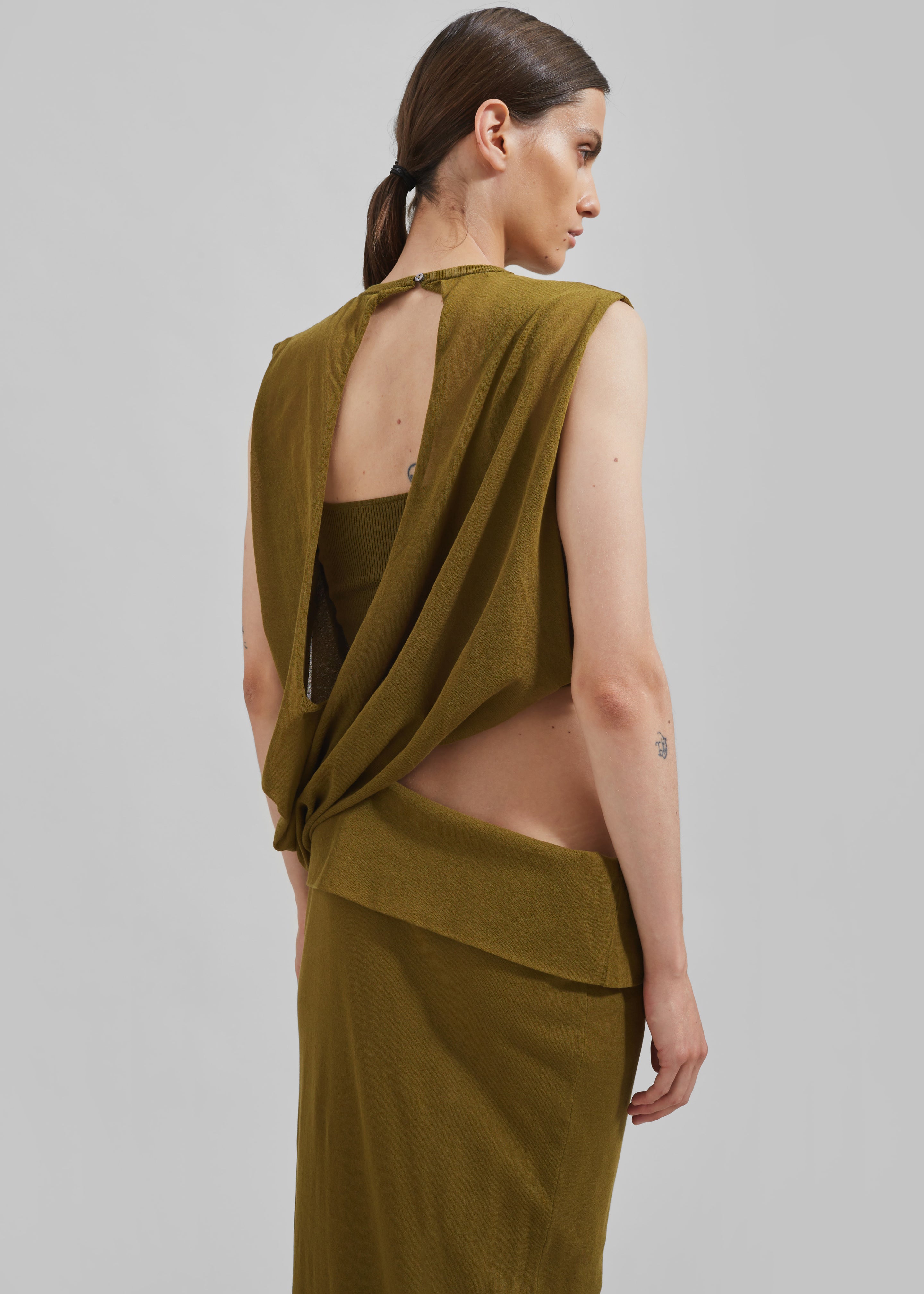 Christopher Esber Slide Drape Tee Dress - Olive - 2