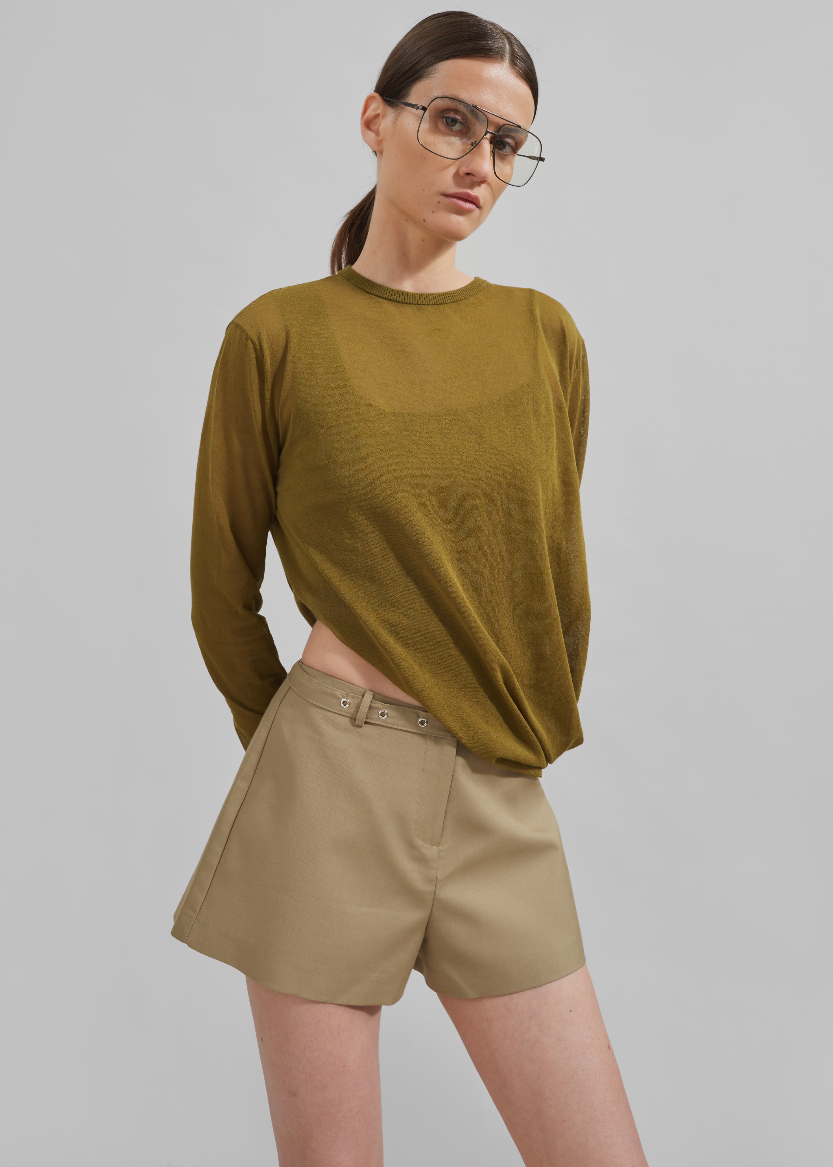 Christopher Esber Slide Long Sleeve Top - Olive - 3