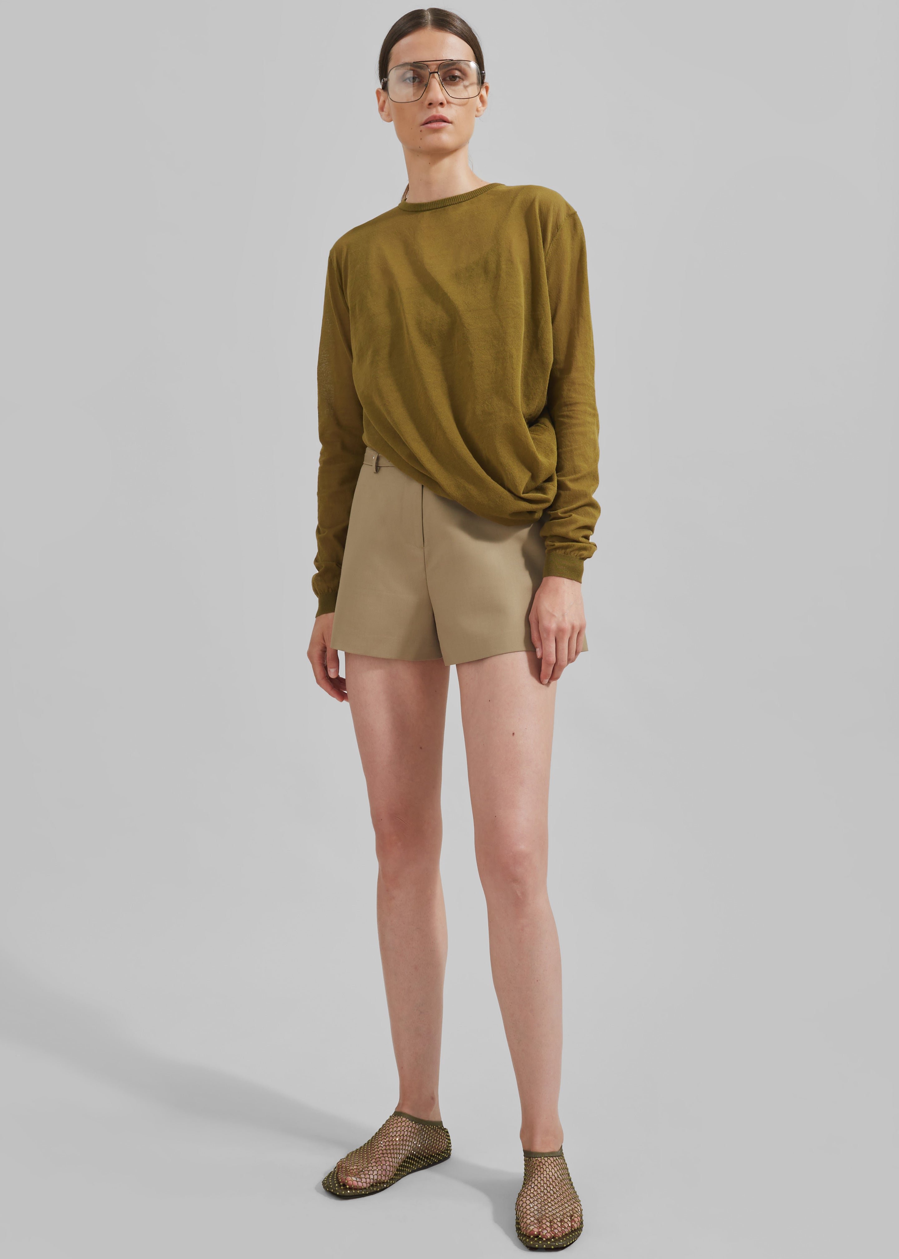 Christopher Esber Slide Long Sleeve Top - Olive - 1