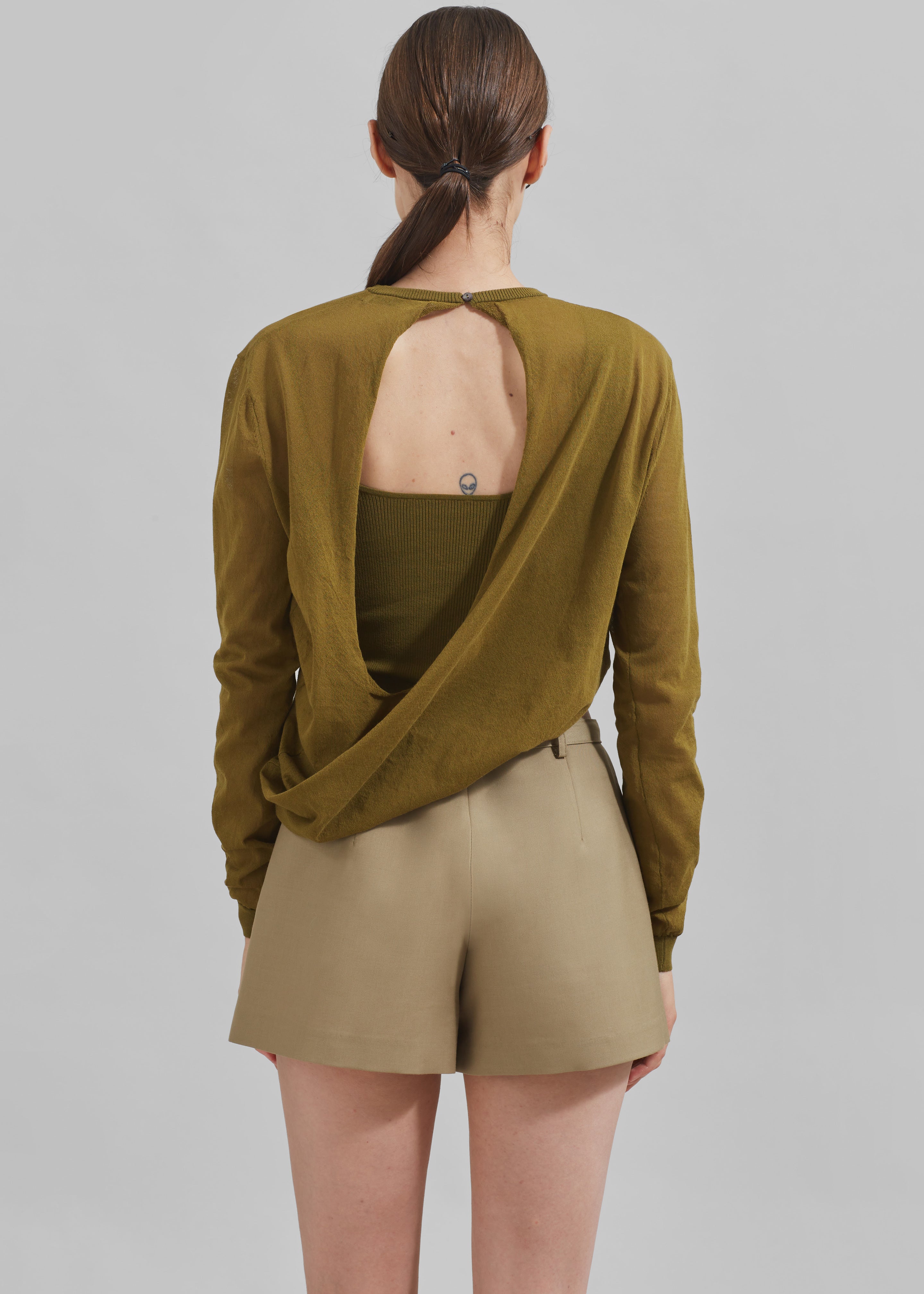 Christopher Esber Slide Long Sleeve Top - Olive - 6