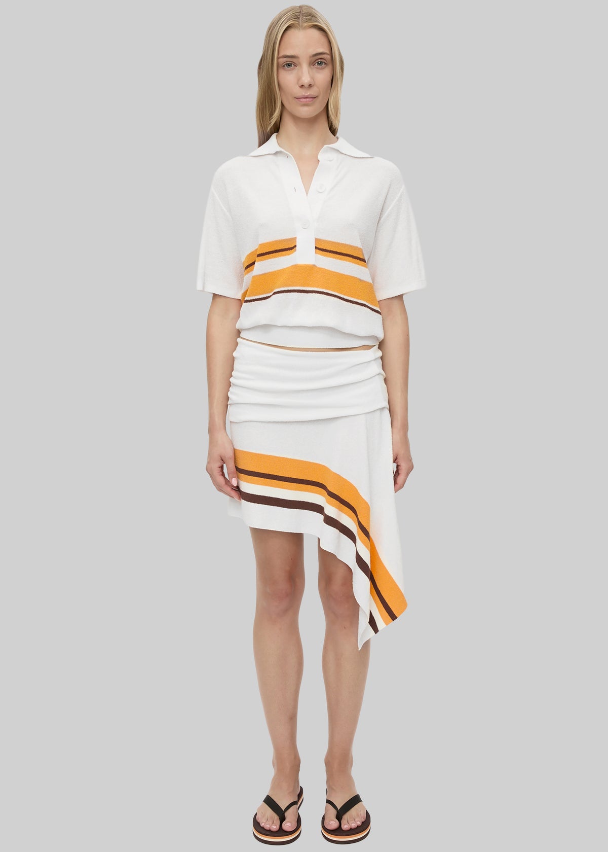 Christopher Esber Straccio Knitted Extension Drape Mini Skirt - Solaris Stripe - 5