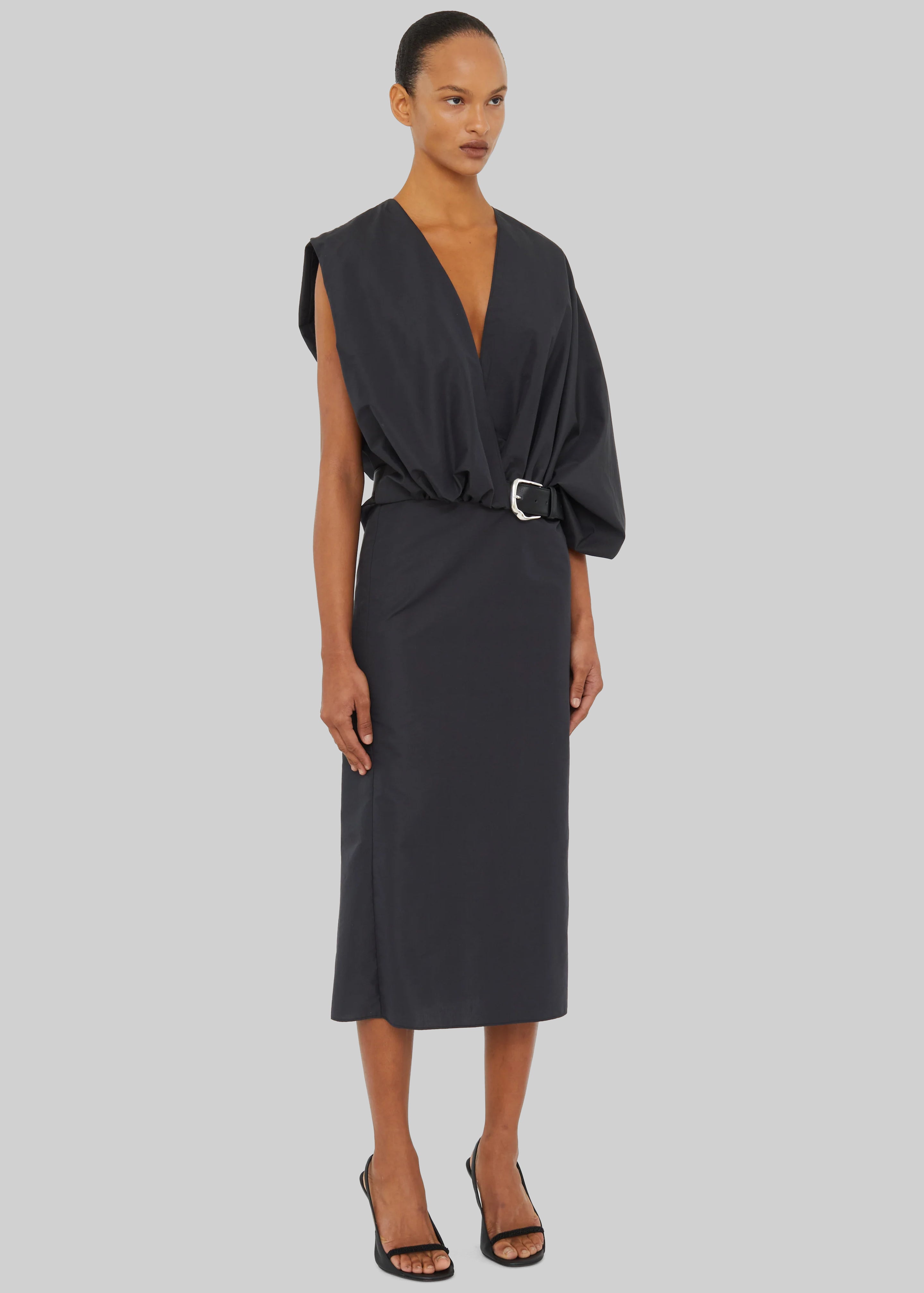 Christopher Esber Swaddled Belted Taffeta Dress - Carbon - 5