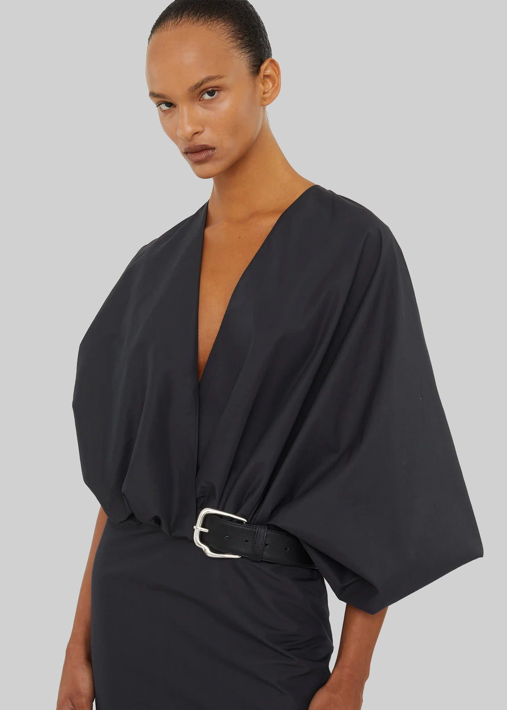 Christopher Esber Swaddled Belted Taffeta Dress - Carbon - 1