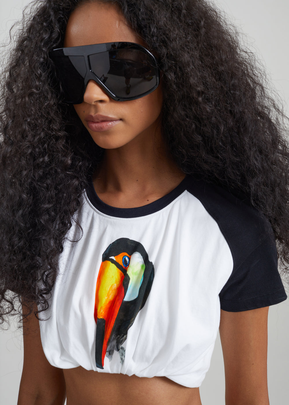 Christopher Esber Tucked Cropped Tee - Toucan Print - 1