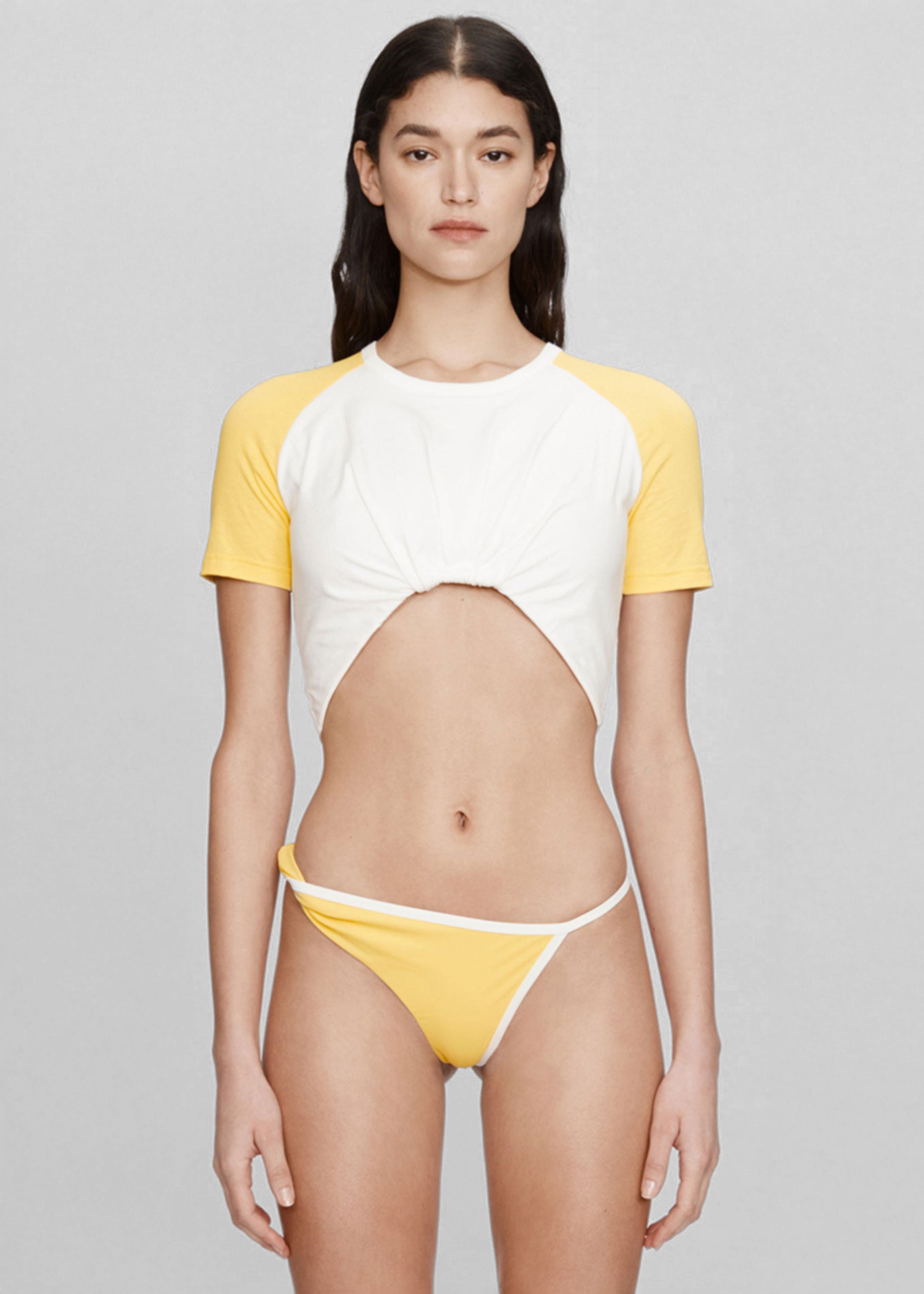 Christopher Esber Tucked Ringer Jersey Tee - Zest/White - 5