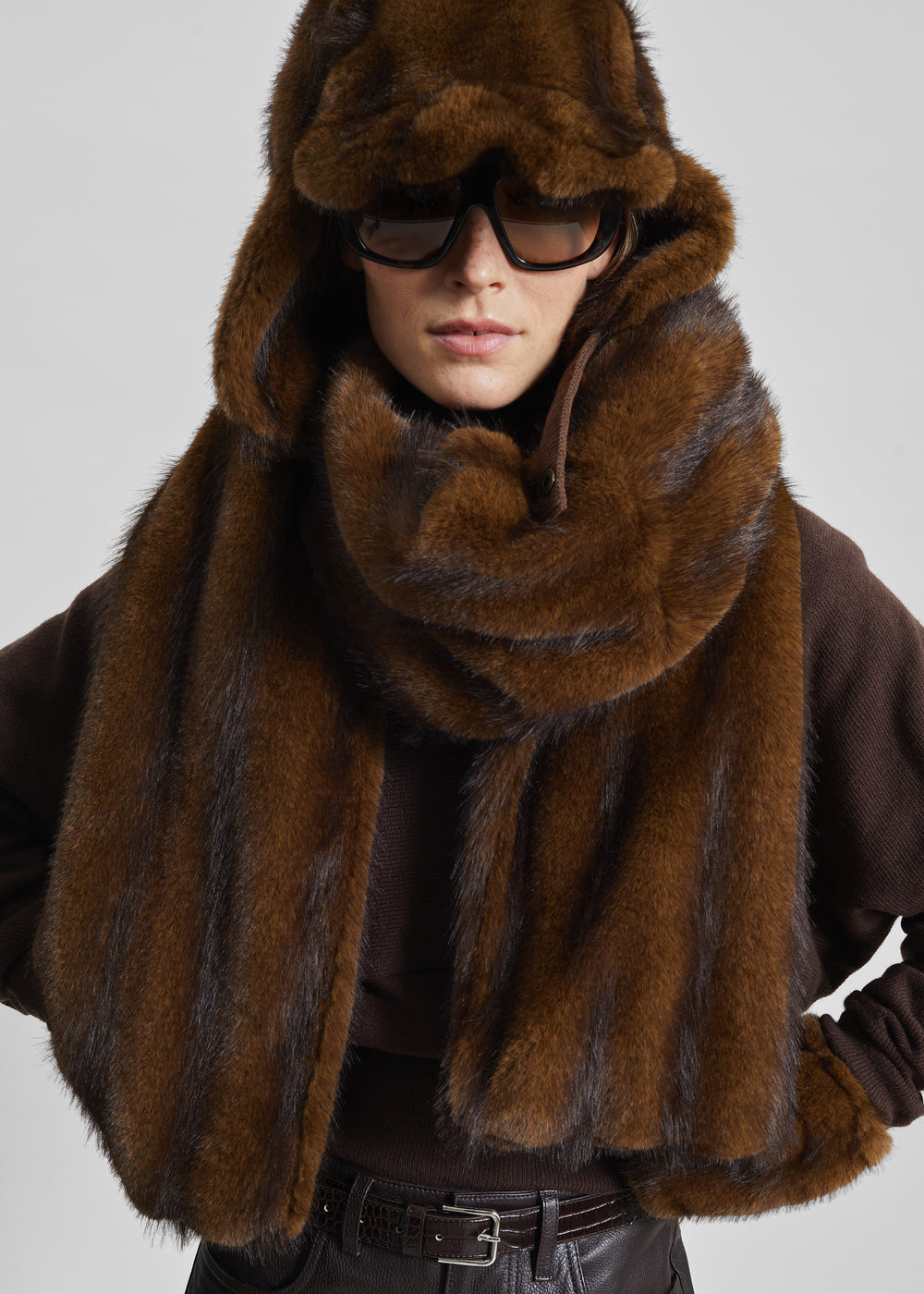 Ciasa Faux Fur Scarf - Brown