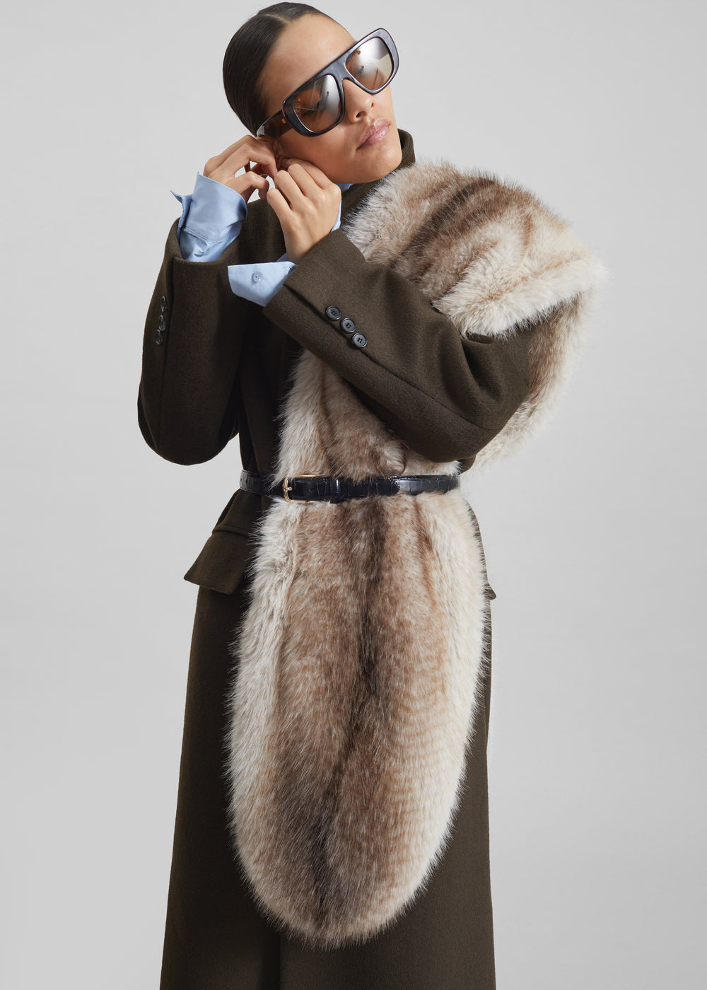 Ciasa Faux Fur Scarf - Grey