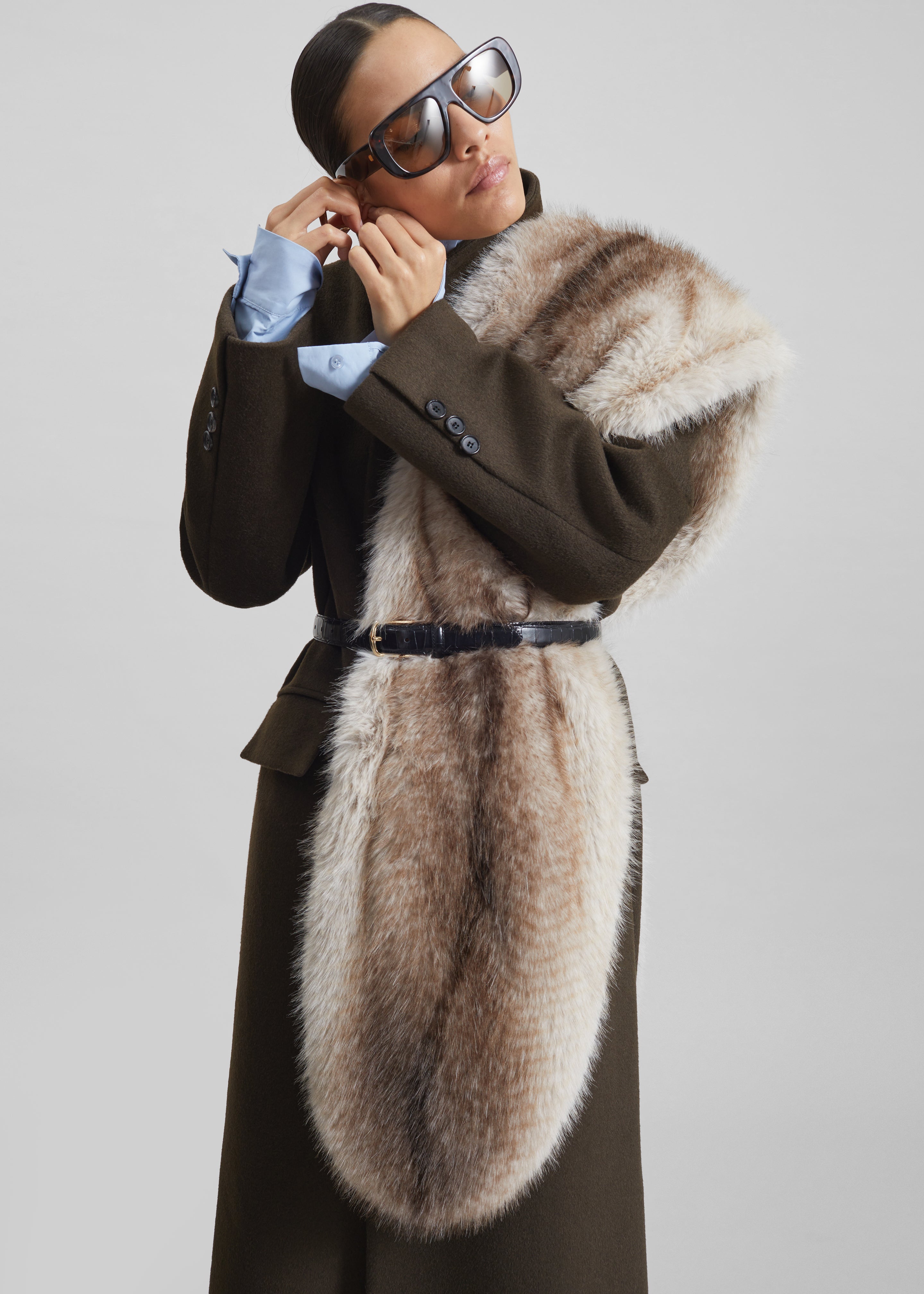 Ciasa Faux Fur Scarf - Grey - 1