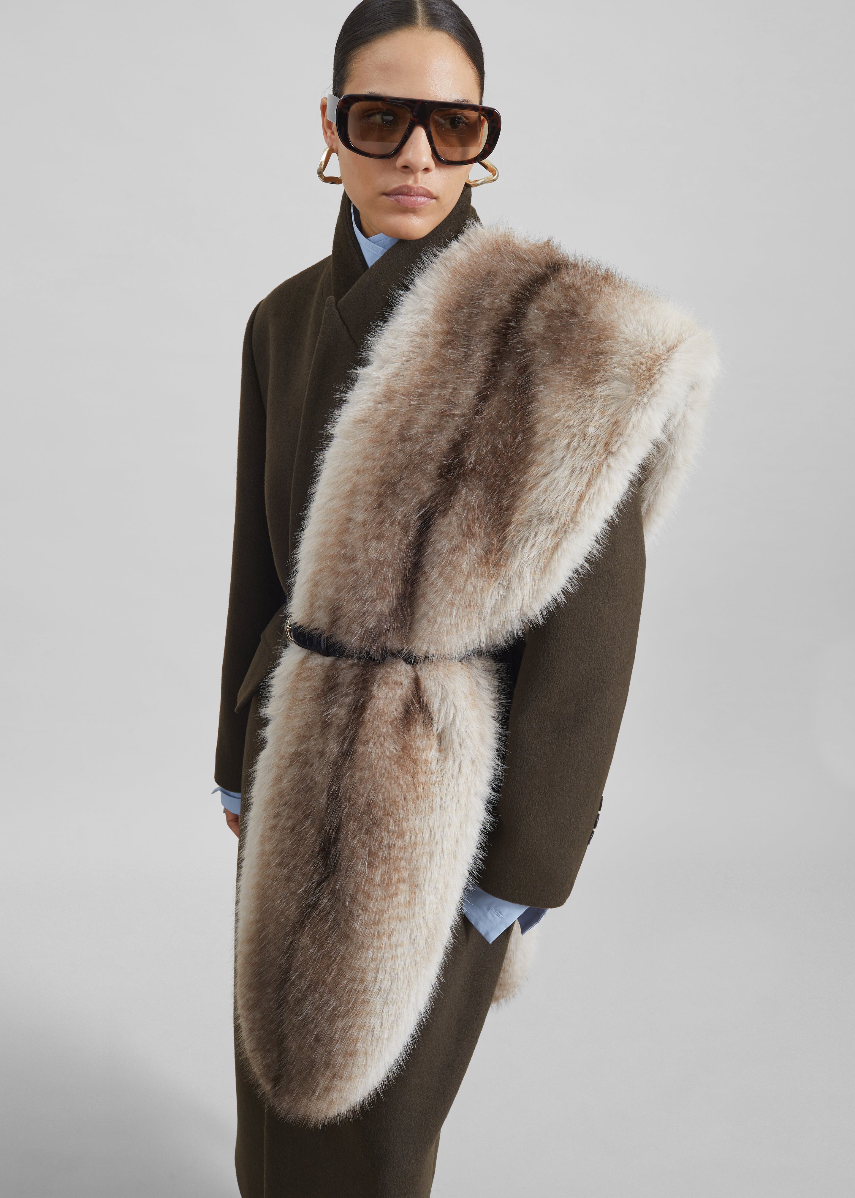 Ciasa Faux Fur Scarf - Grey - 3