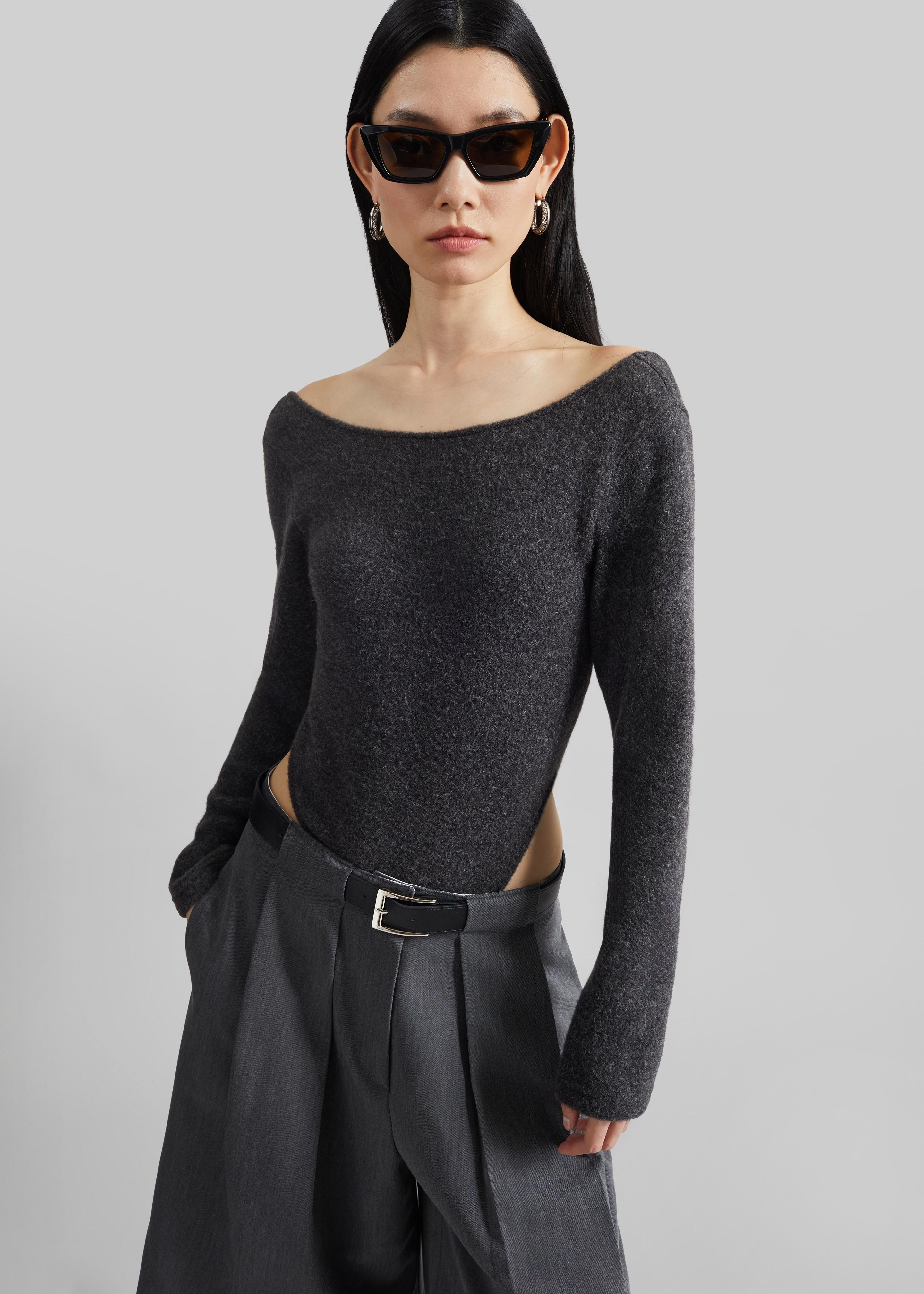 Civray Brushed Knit Bodysuit - Charcoal - 1