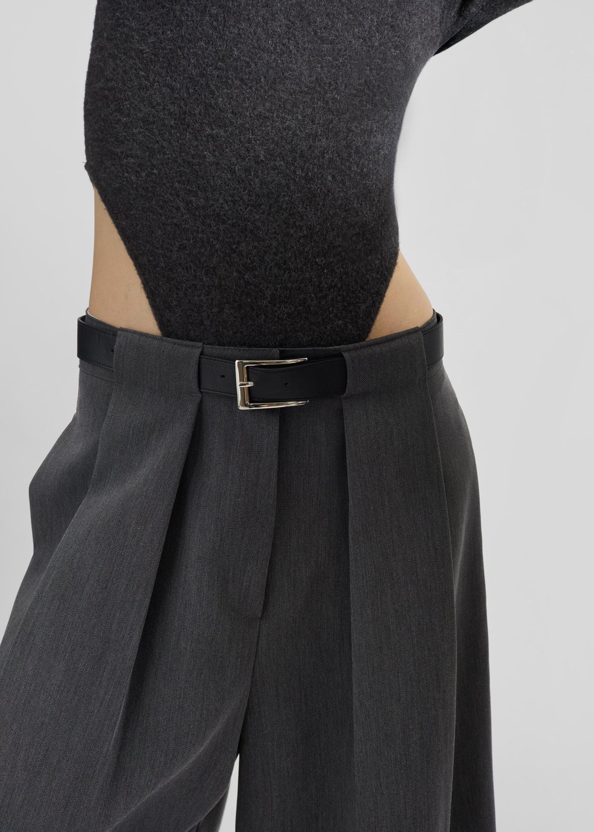 Civray Brushed Knit Bodysuit - Charcoal - 2