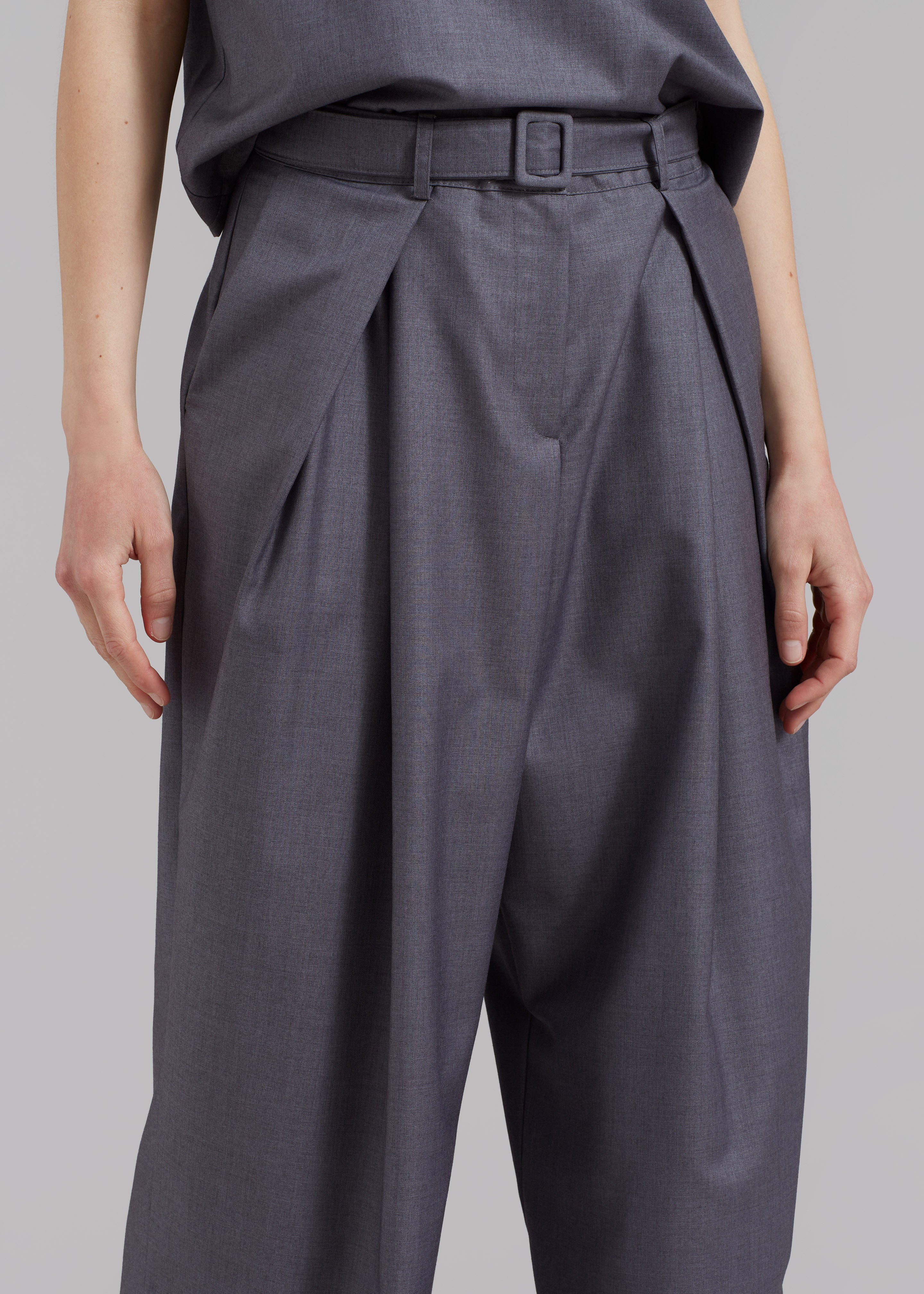 Clay Belted Pants - Grey - 3