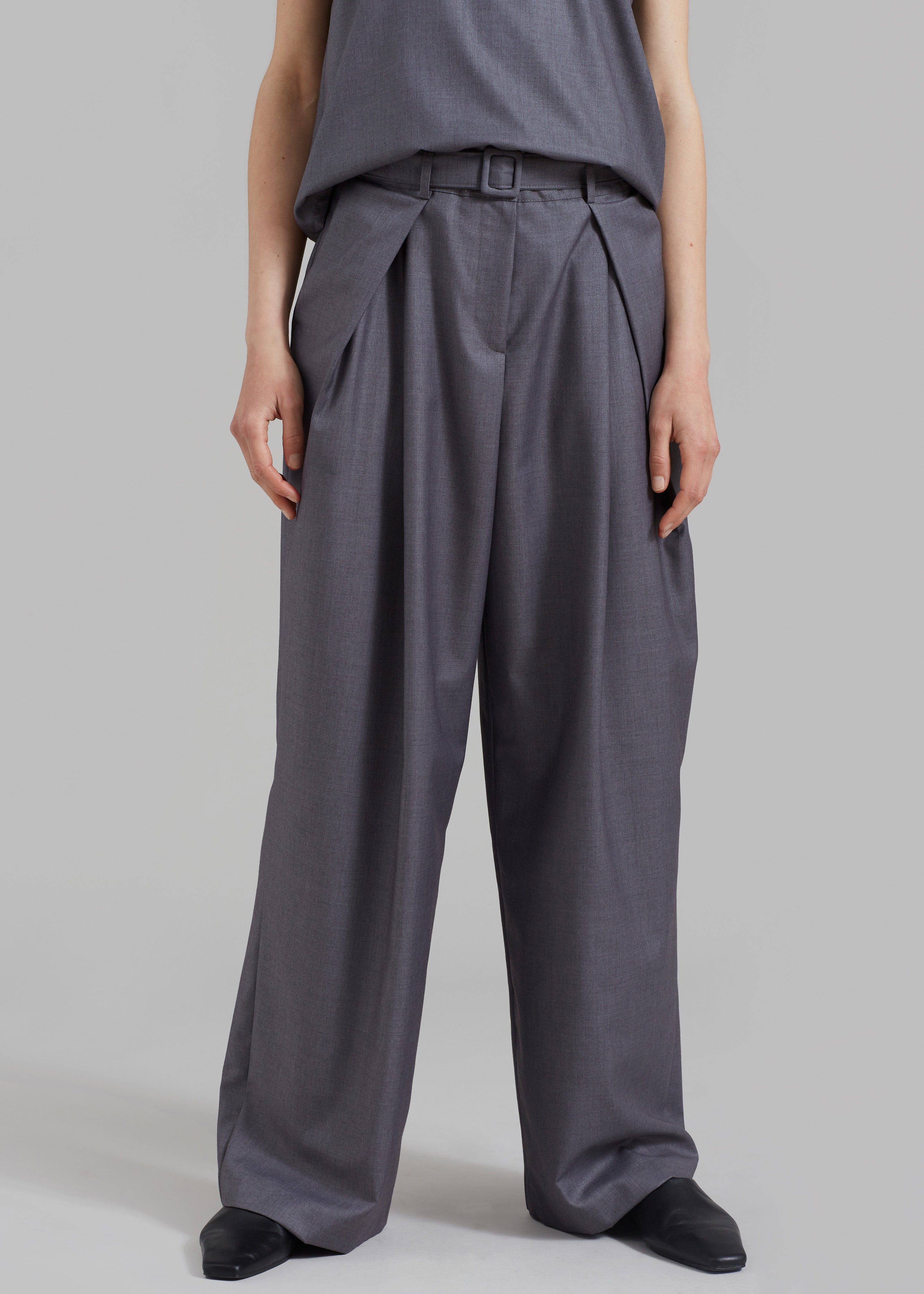 Clay Belted Pants - Grey - 5