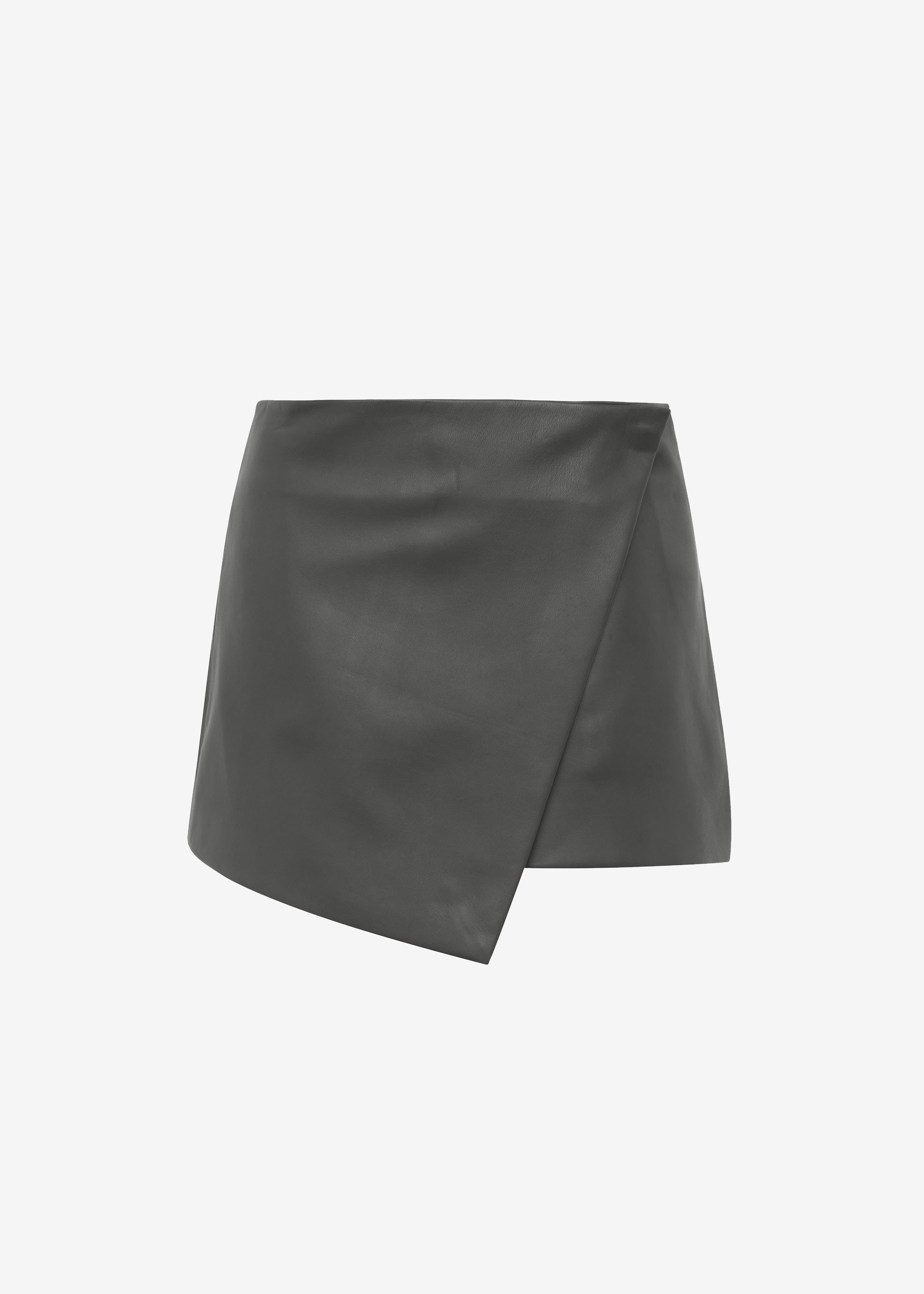 Cleo Leather Mini Wrap Skirt - Light Khaki - 12