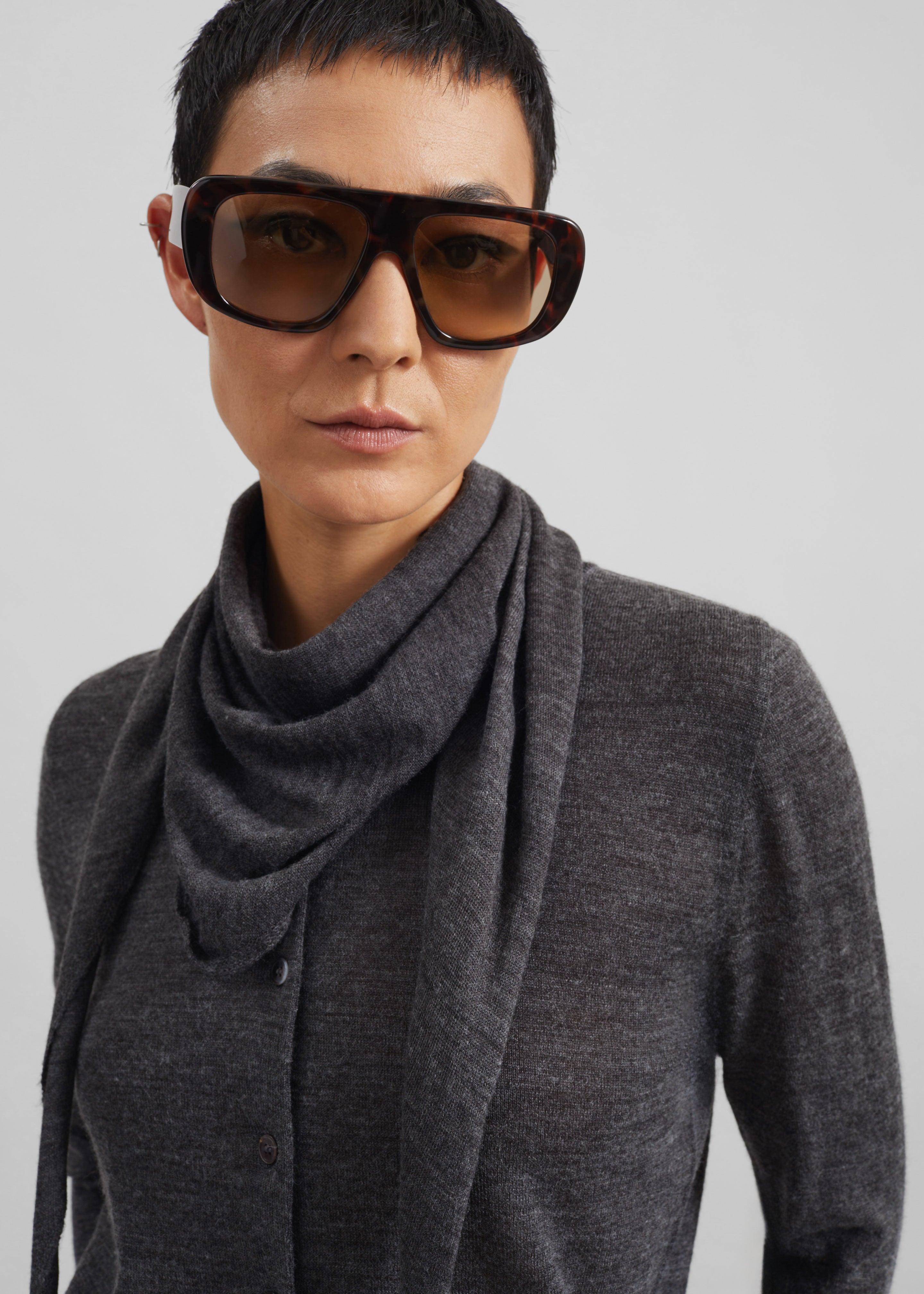 Clervaux Scarf Cardigan - Dark Grey Melange - 4