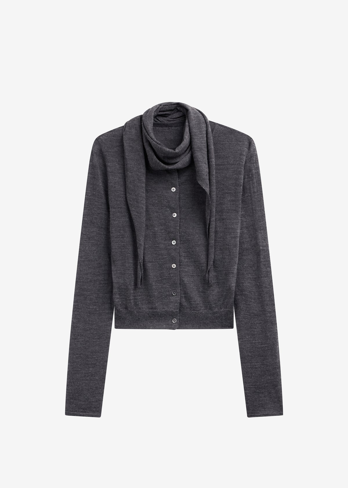 Clervaux Scarf Cardigan - Dark Grey Melange - 9