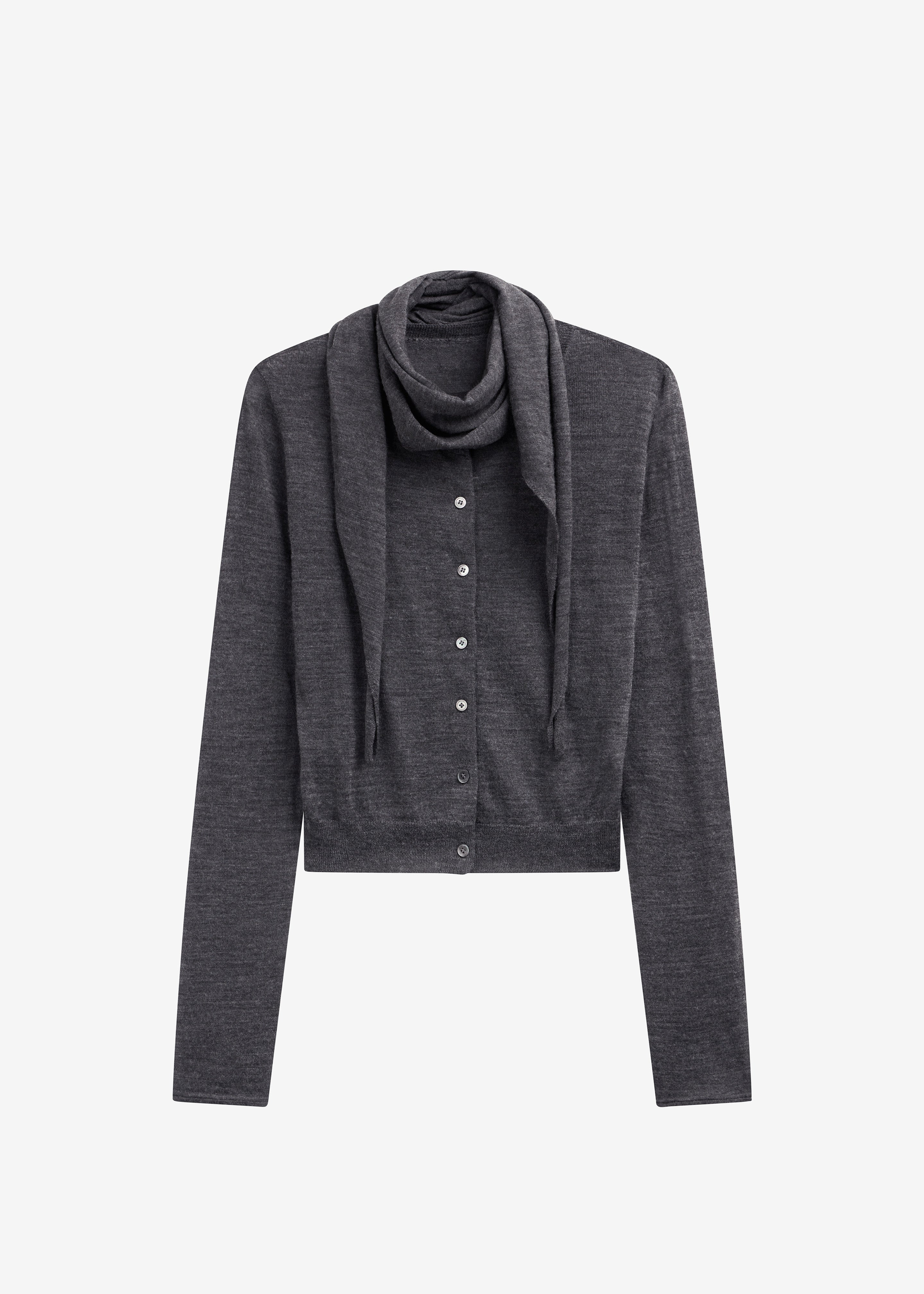 Clervaux Scarf Cardigan - Dark Grey Melange - 9