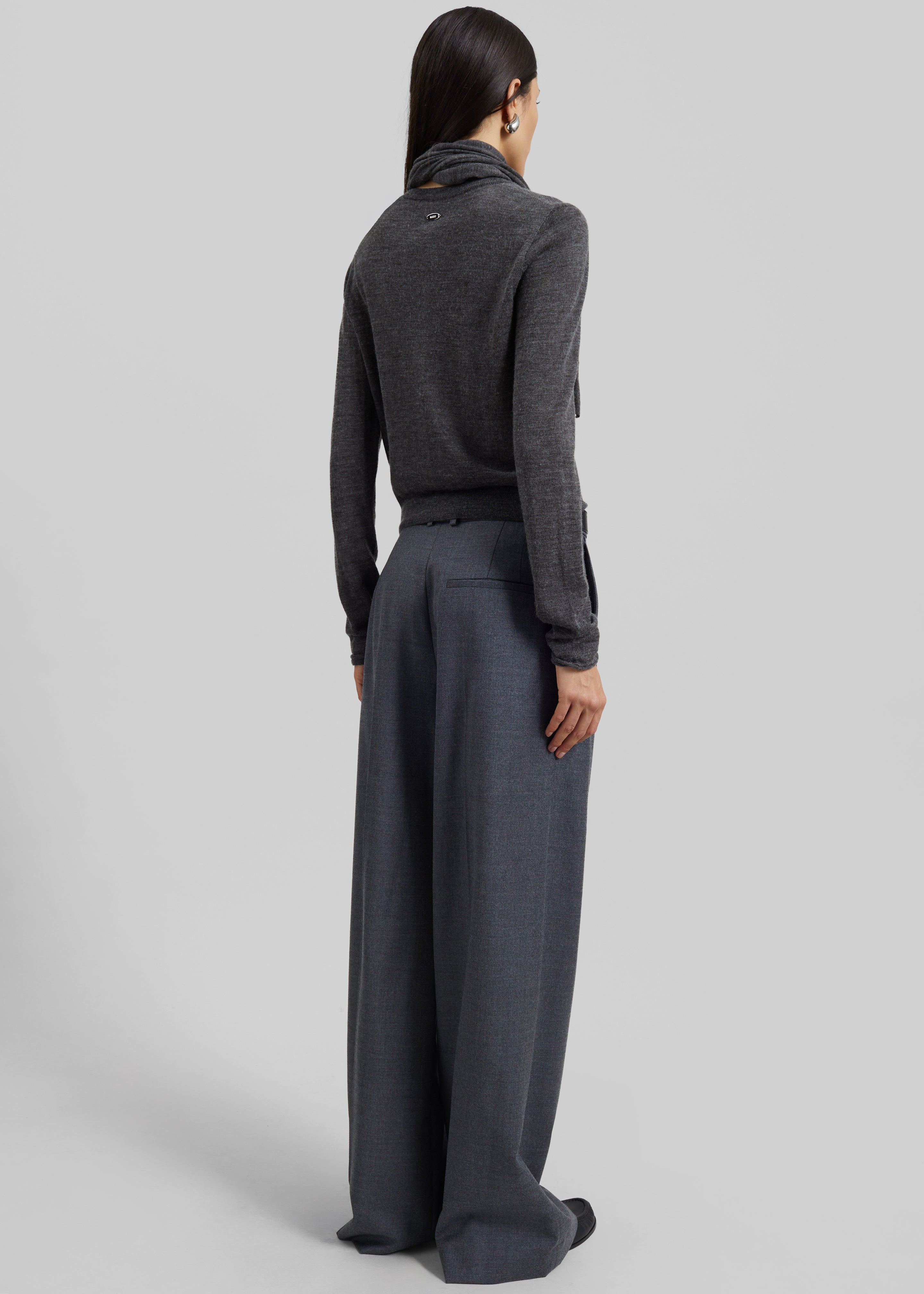 Clervaux Scarf Cardigan - Dark Grey Melange - 8