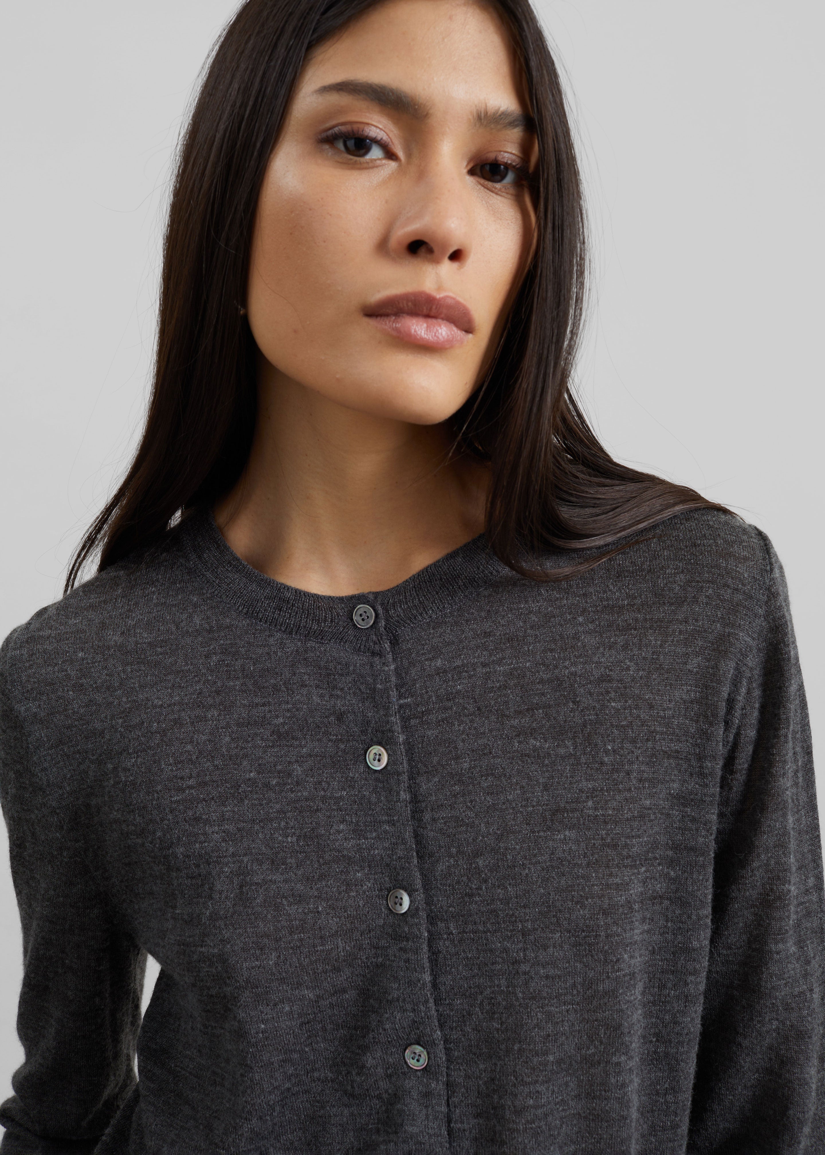 Clervaux Scarf Cardigan - Dark Grey Melange – The Frankie Shop