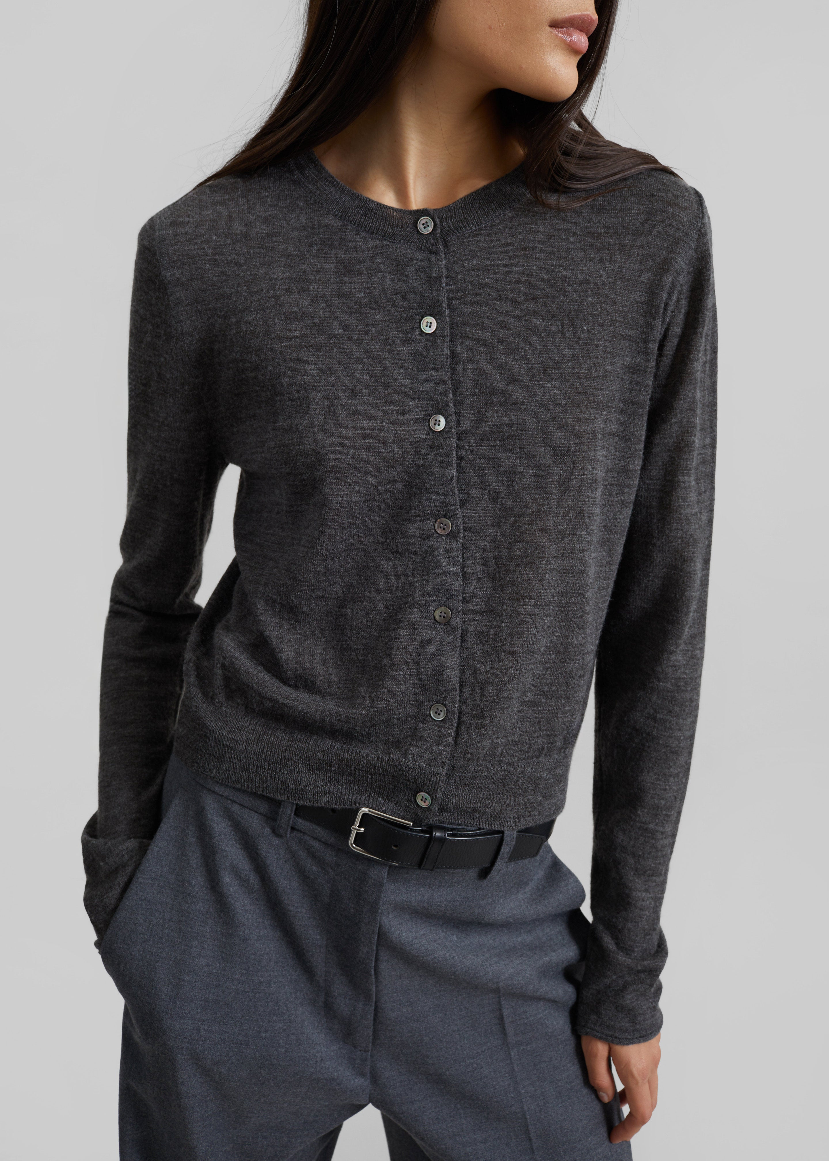 Clervaux Scarf Cardigan - Dark Grey Melange - 3