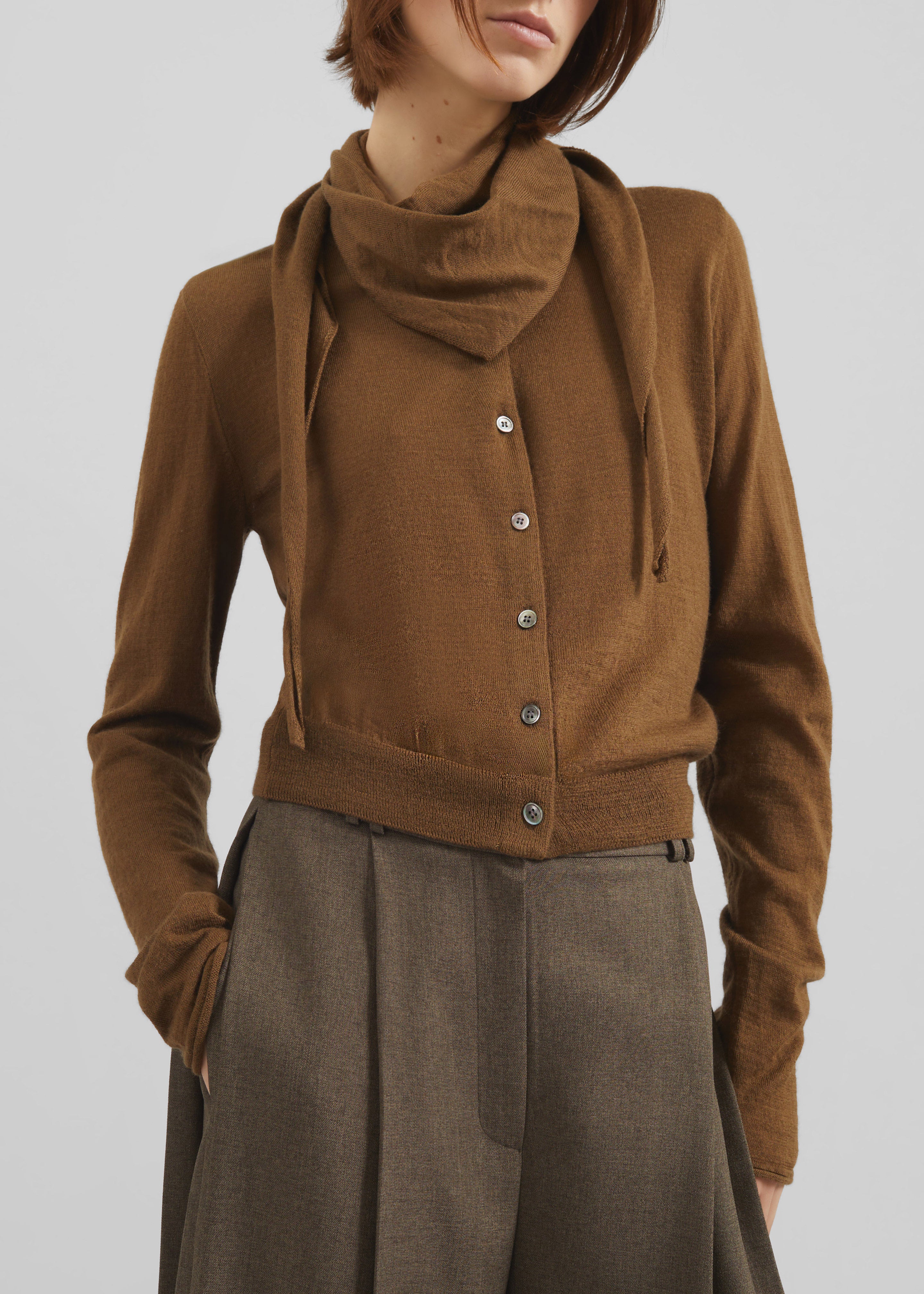 Clervaux Scarf Cardigan - Brown - 4