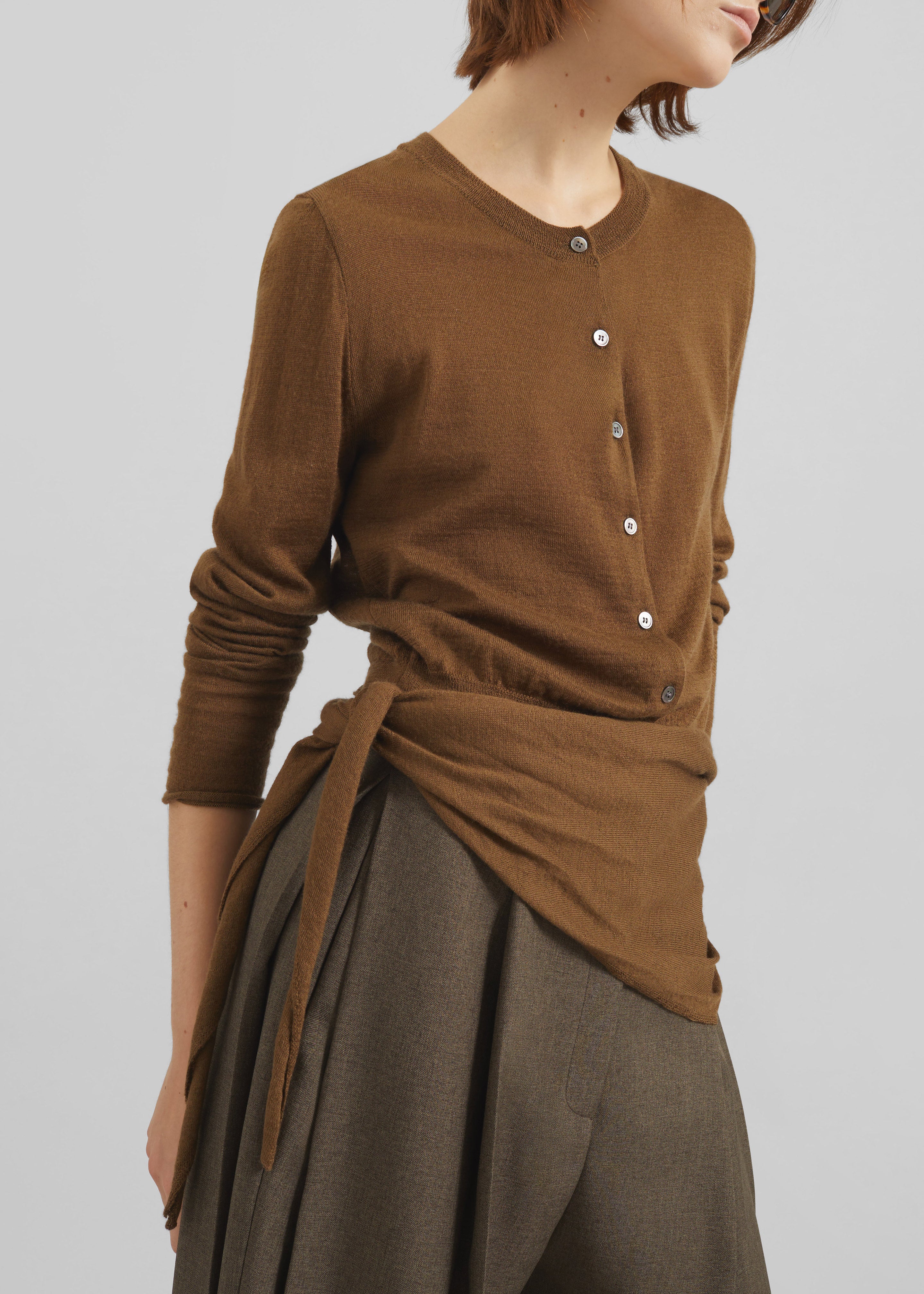 Clervaux Scarf Cardigan - Brown - 3