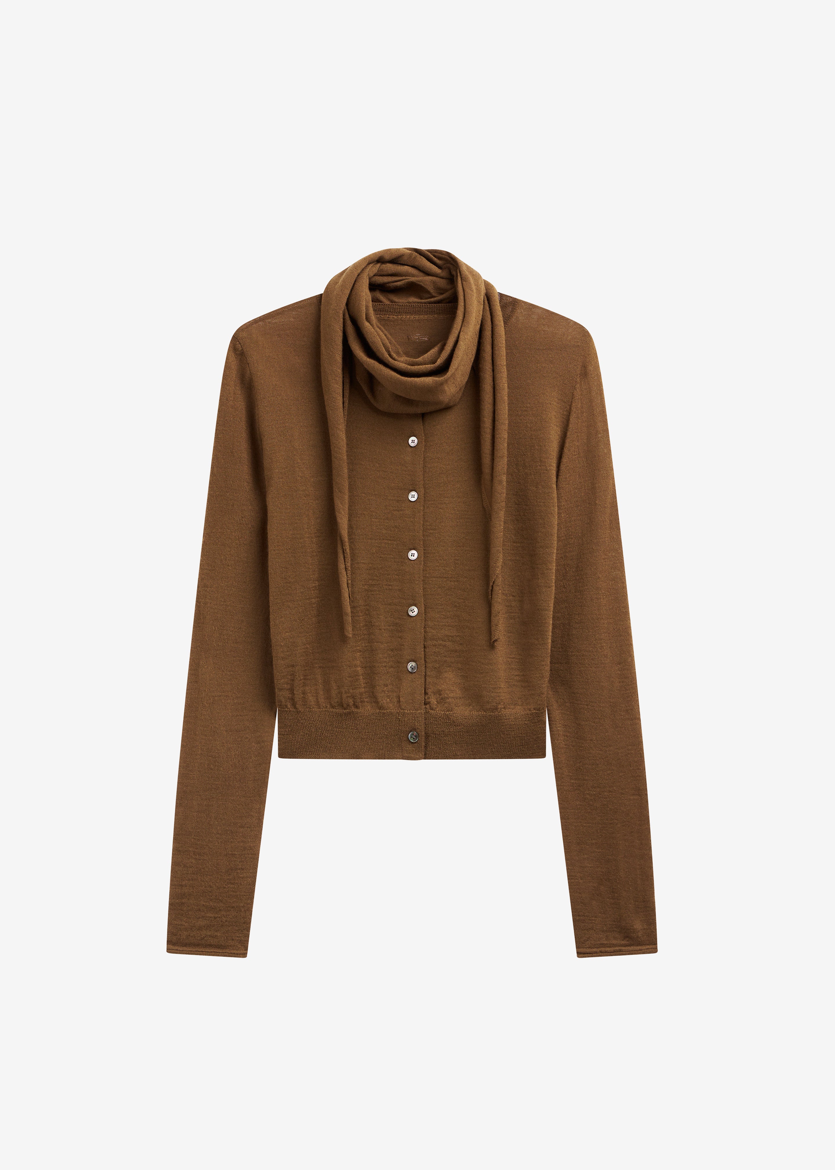 Clervaux Scarf Cardigan - Brown - 9