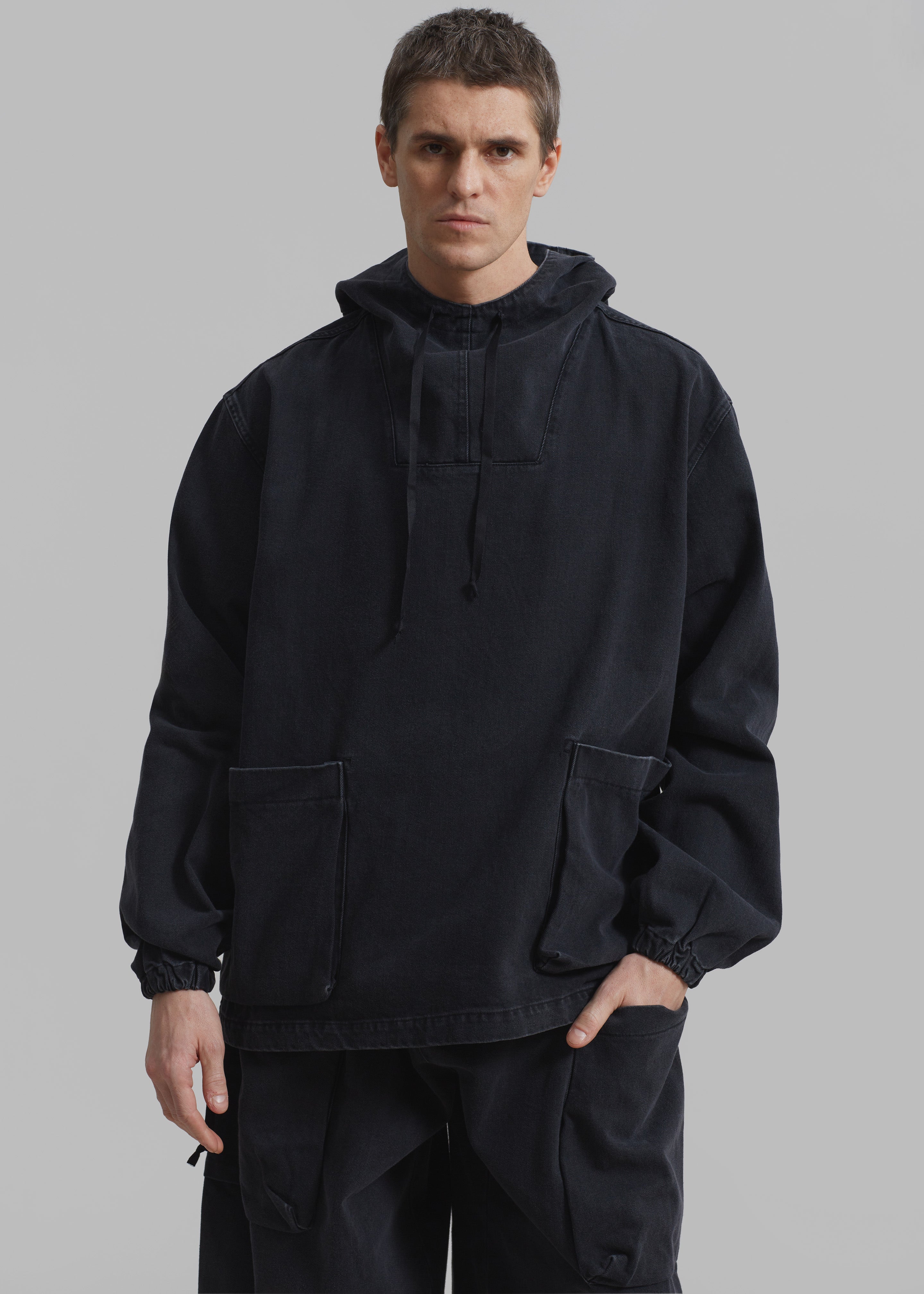 Cliff Denim Hoodie - Black – The Frankie Shop