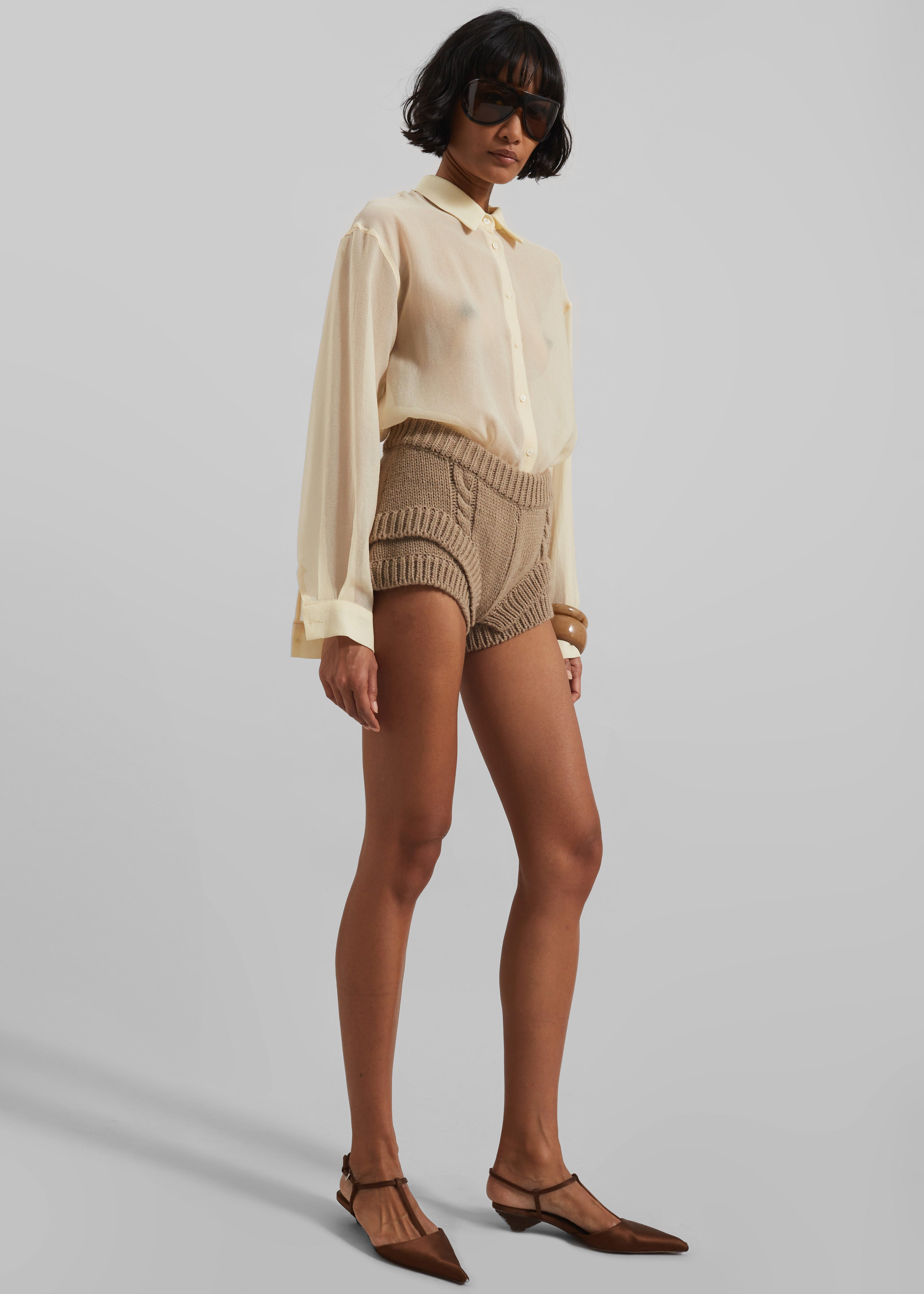 Clio Double Knit Shorts - Beige - 4