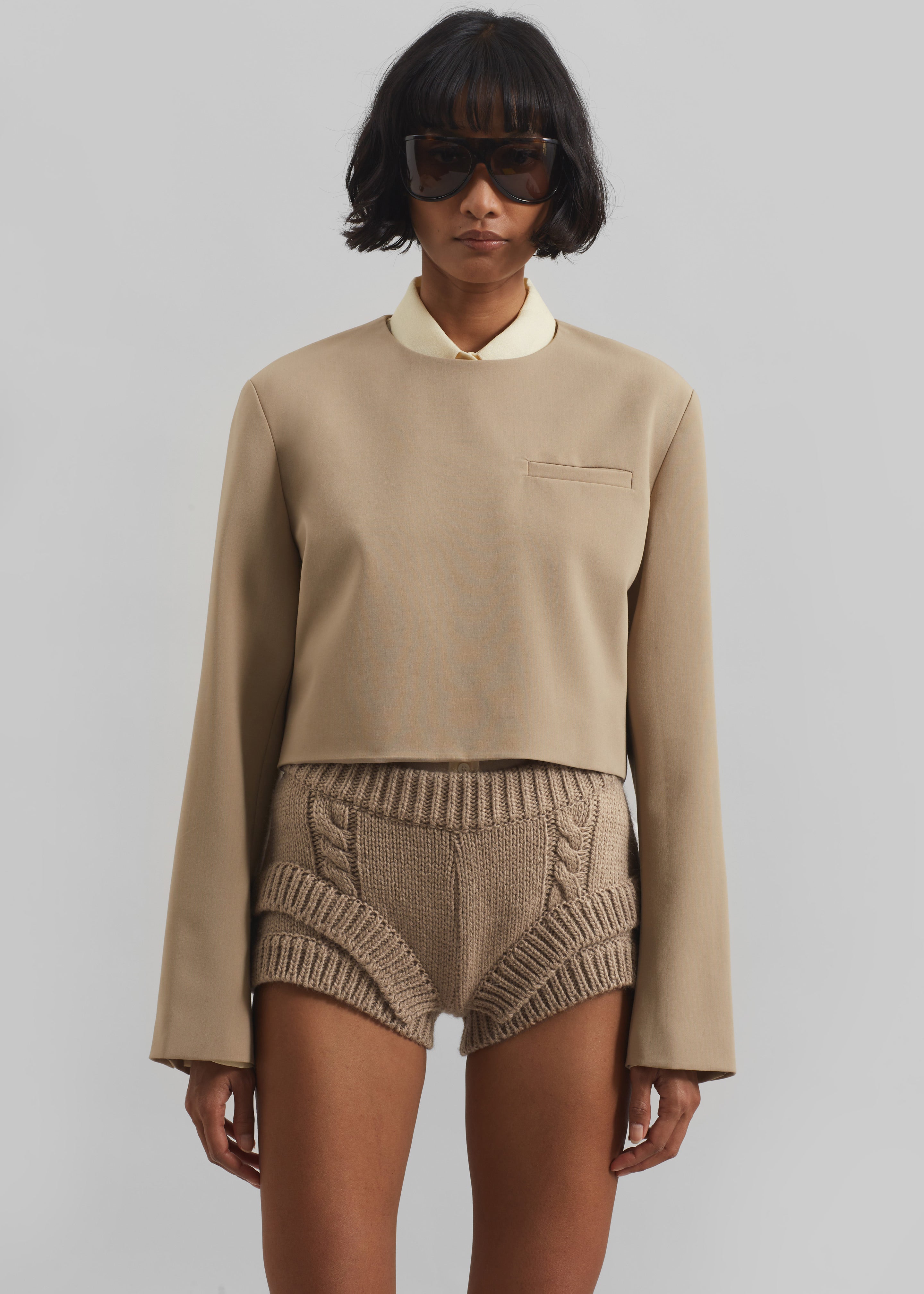 Clio Double Knit Shorts - Beige - 9