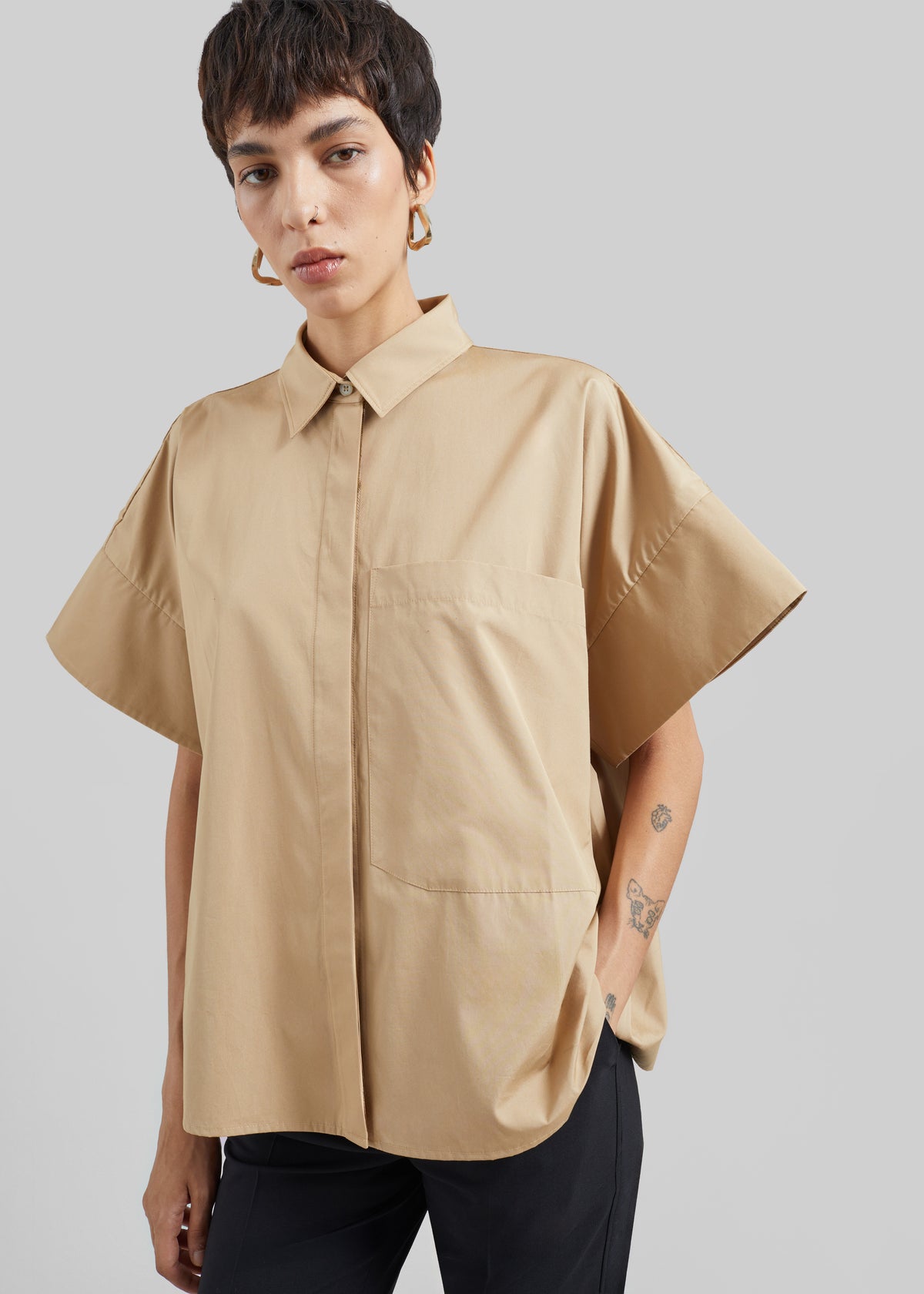 CO Boxy Short Sleeve Shirt - Camel - 3