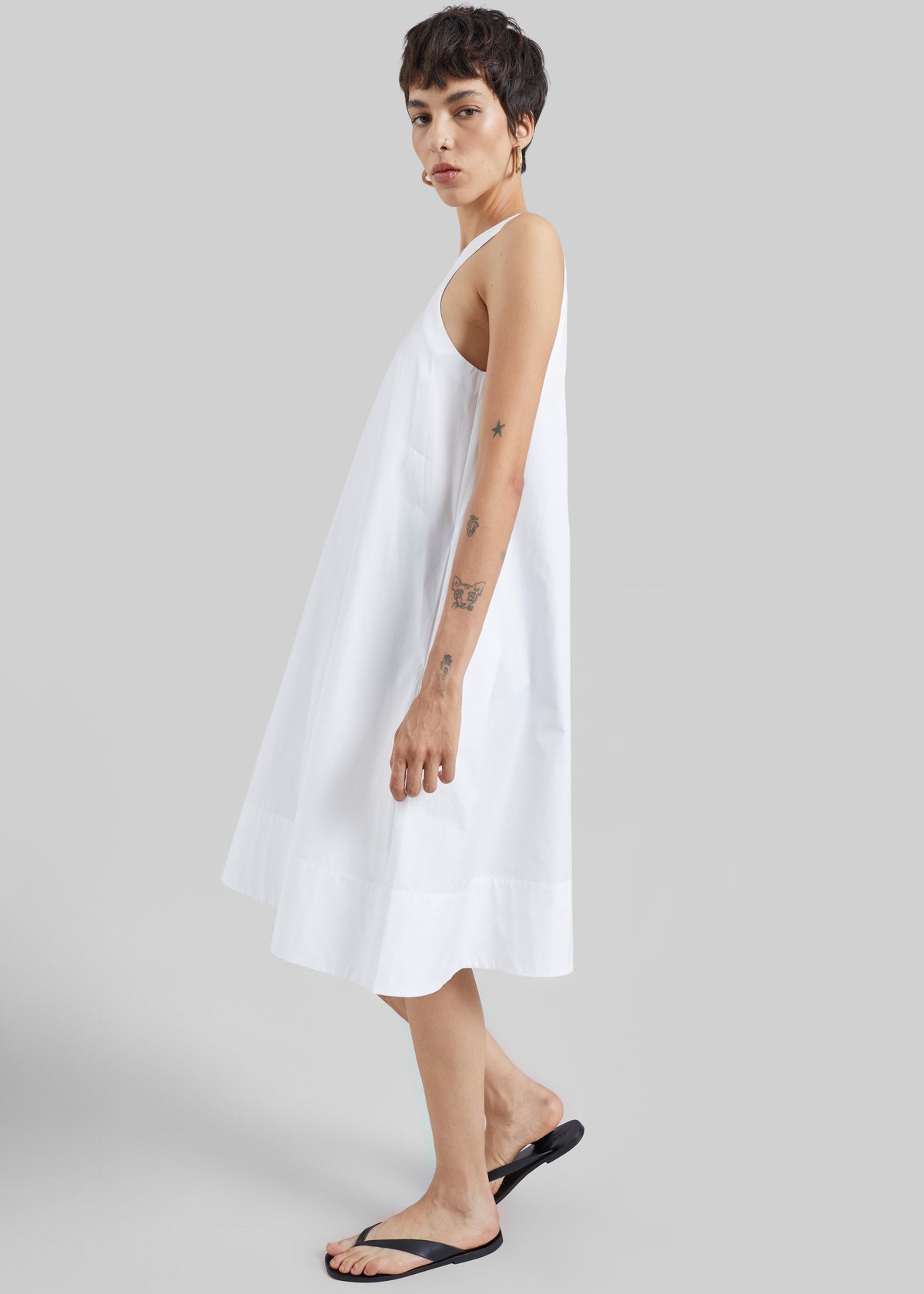 CO Crewneck A-line Dress - White - 2
