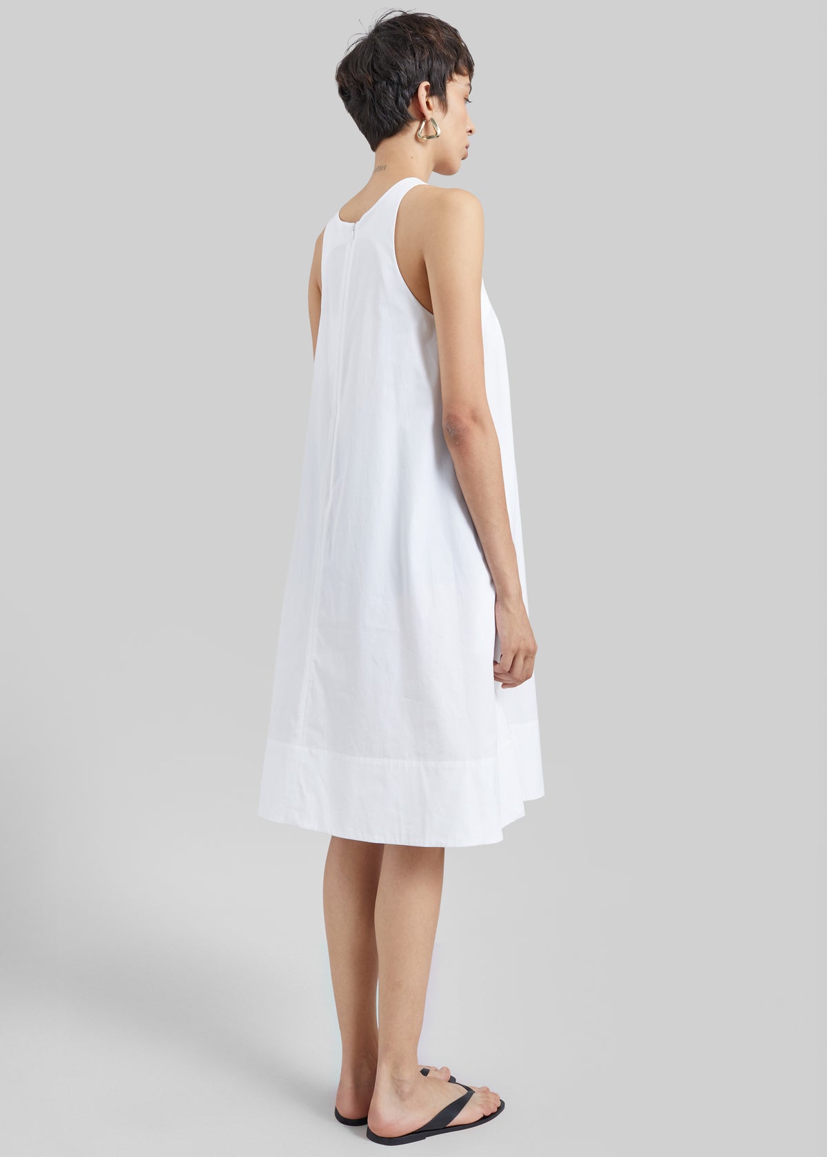 CO Crewneck A-line Dress - White - 5